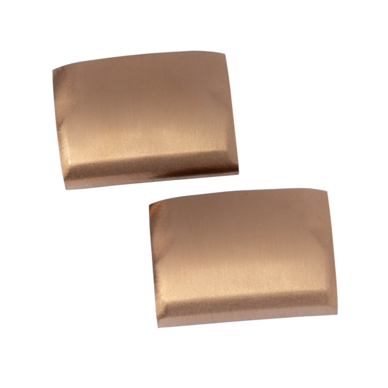 Pair of rose gold spring bar adapters for smartwatch straps, rectangular design with brushed metal finish