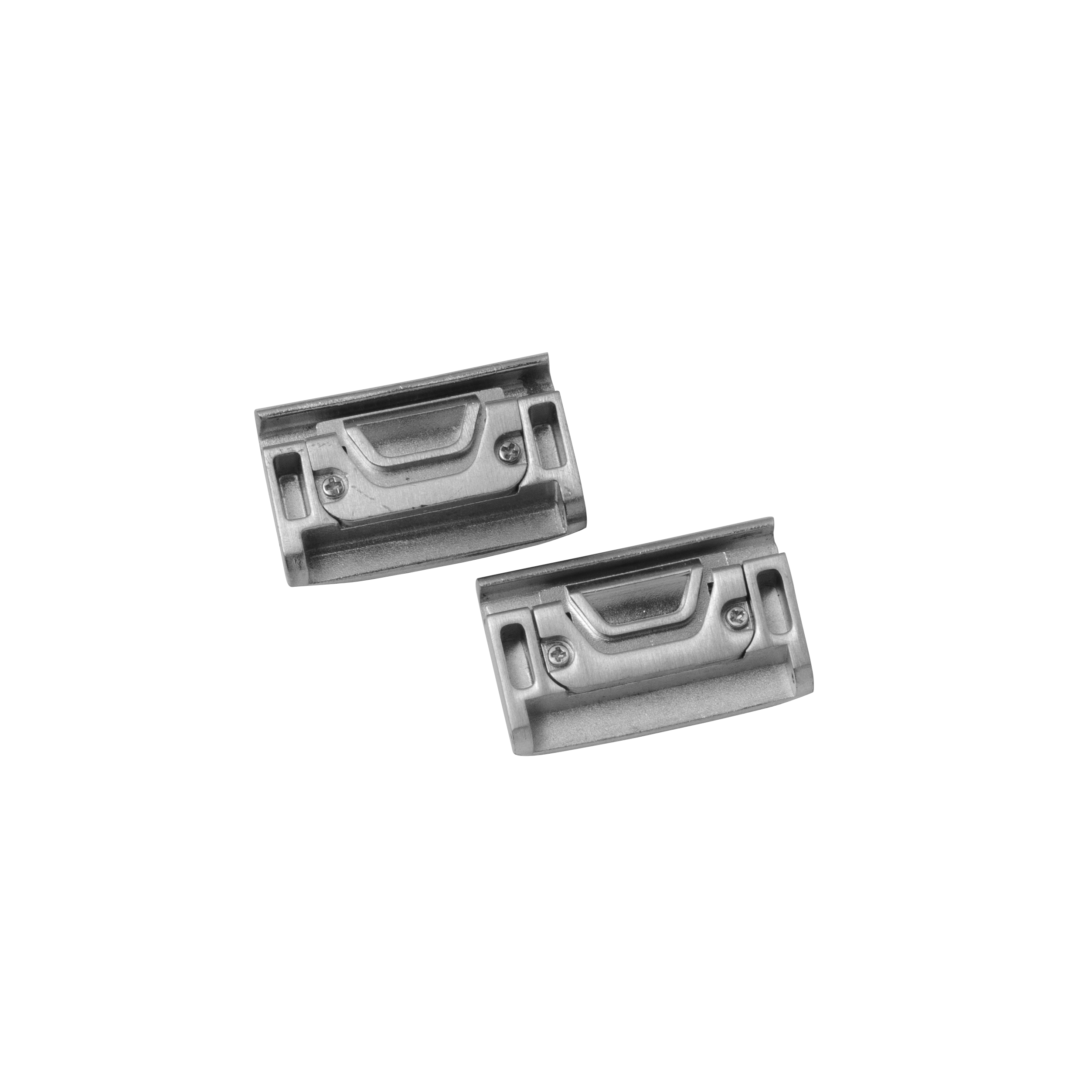 Set of 2 silver spring bar adapters with quick-fit mechanism for 20mm watch straps