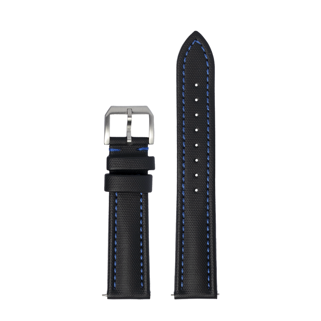 [Apple Watch] King Sailcloth - Black with Navy Blue Stitching