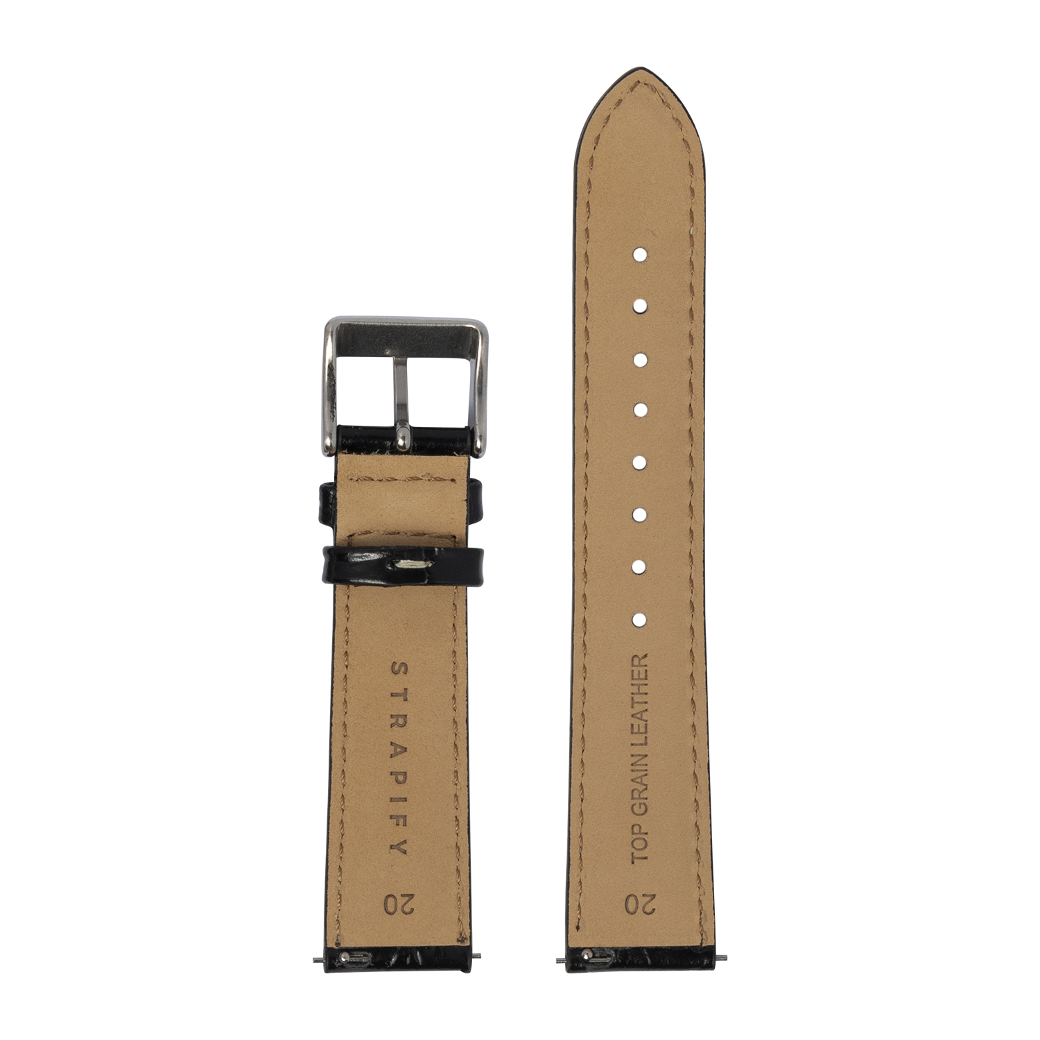 [Fitbit Versa 3 & 4/Sense 1 & 2] Alligator Leather - Black | White Stitching