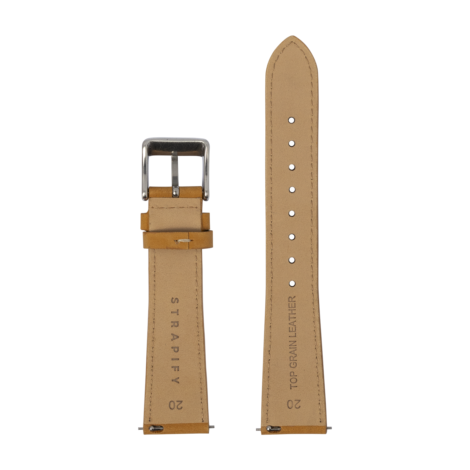 QuickFit nubuck leather watch strap 26mm brown with white stitching and stainless steel buckle