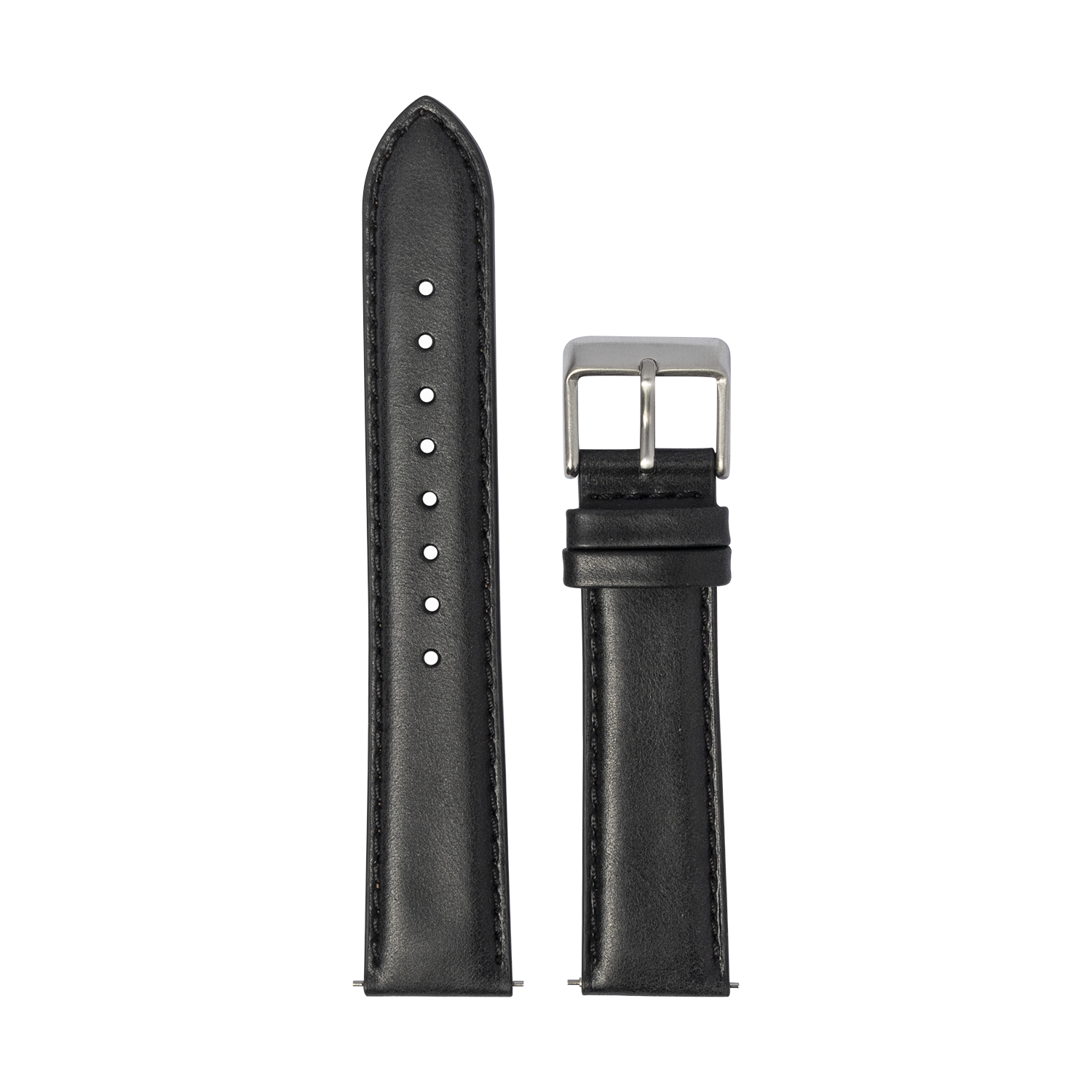 Black padded leather watch band with silver buckle for Fitbit Versa 3, Versa 4, Sense 1 and Sense 2 smartwatches