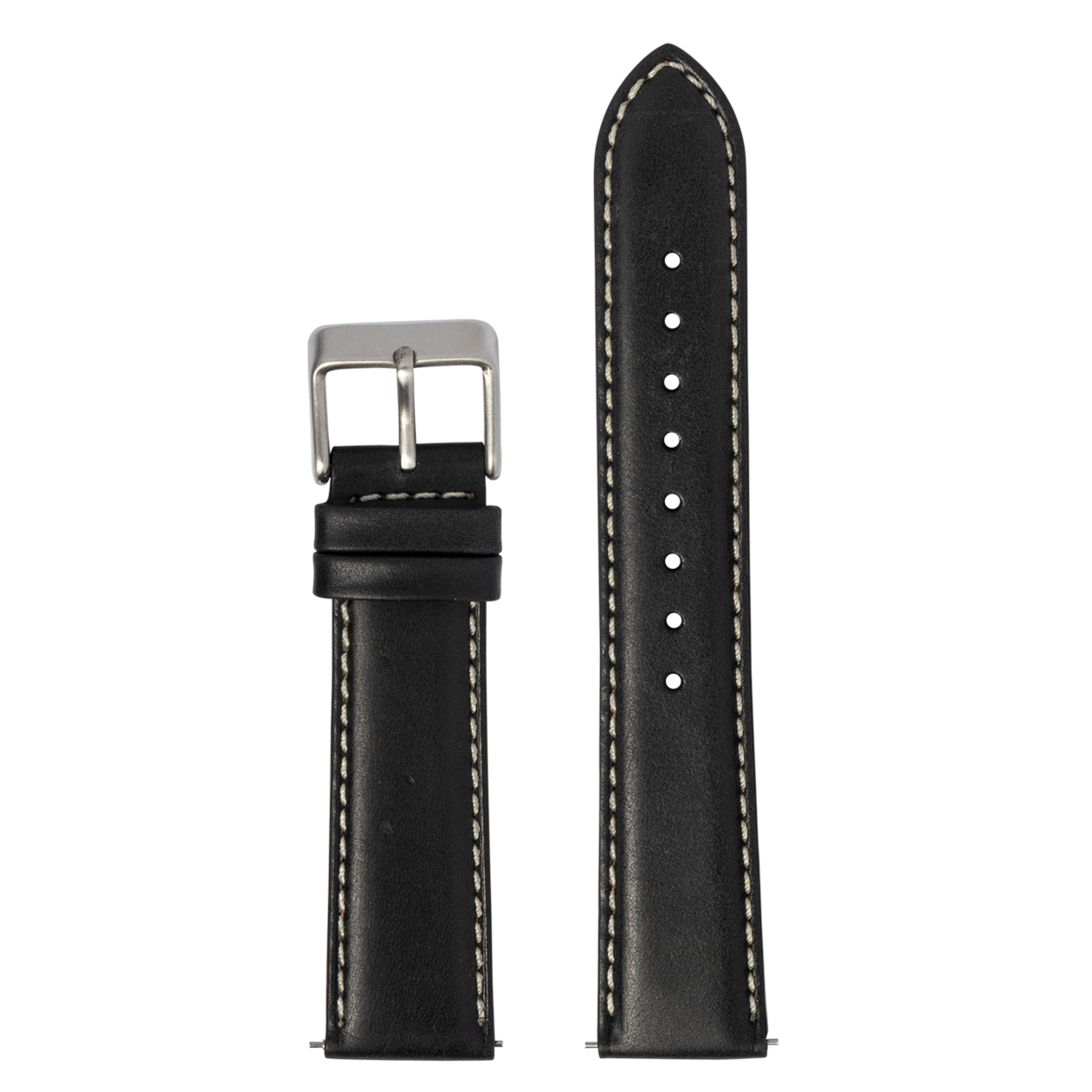 [Fitbit Versa 3 & 4/Sense 1 & 2] Padded Leather - Black | White Stitching
