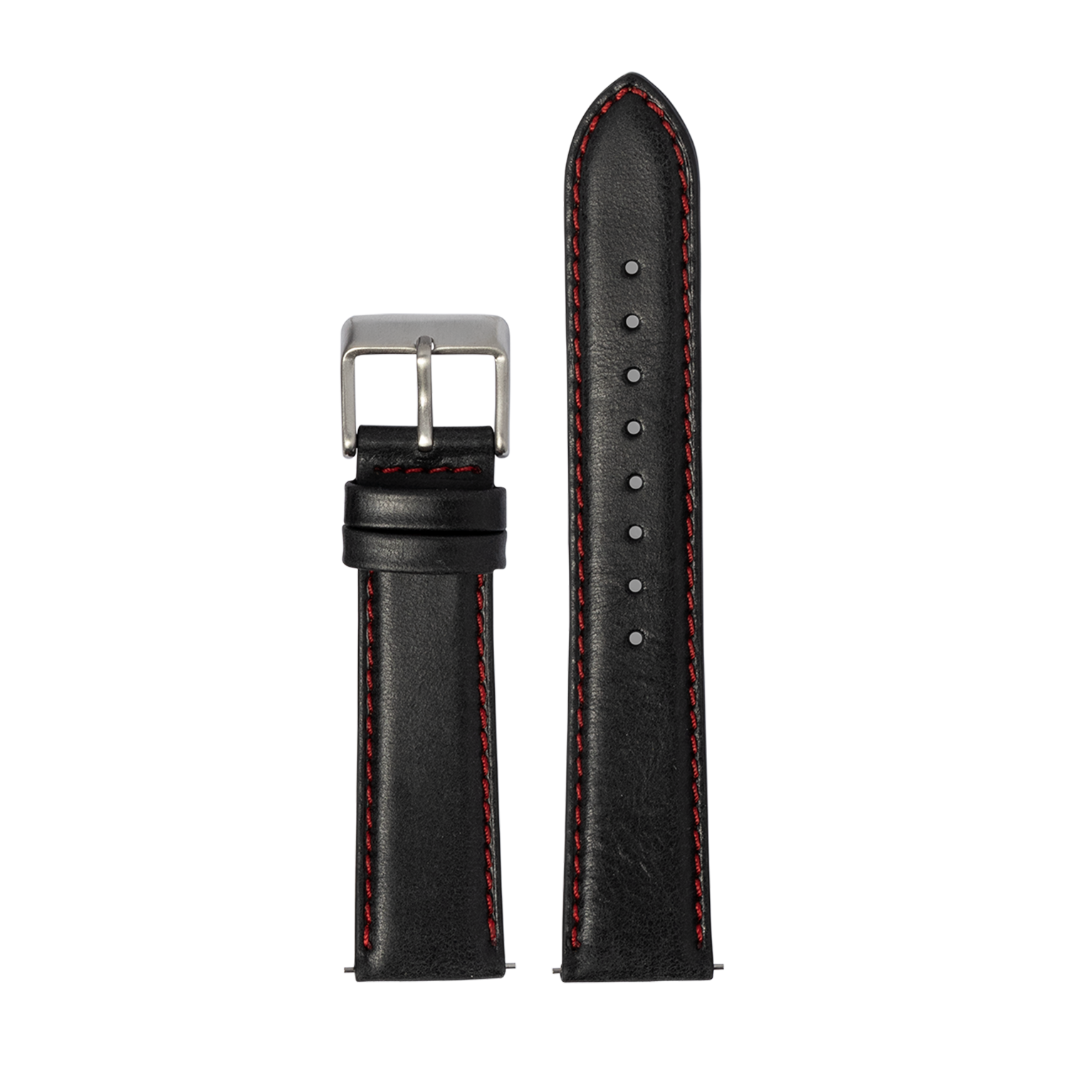[Fitbit Versa 3 & 4/Sense 1 & 2] Padded Leather - Black | Red Stitching