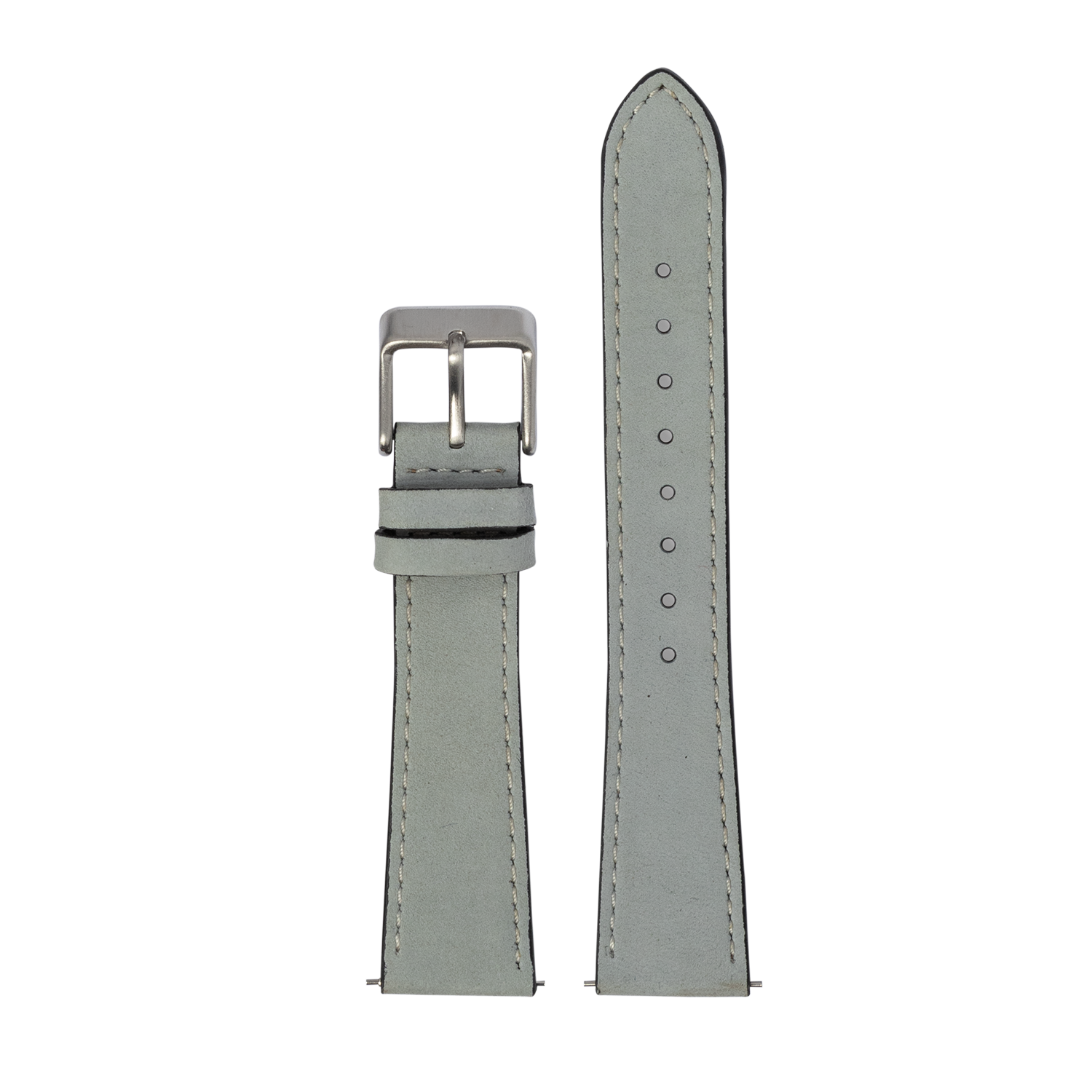 QuickFit Nubuck Leather watch strap 26mm in sky blue with white stitching and silver buckle