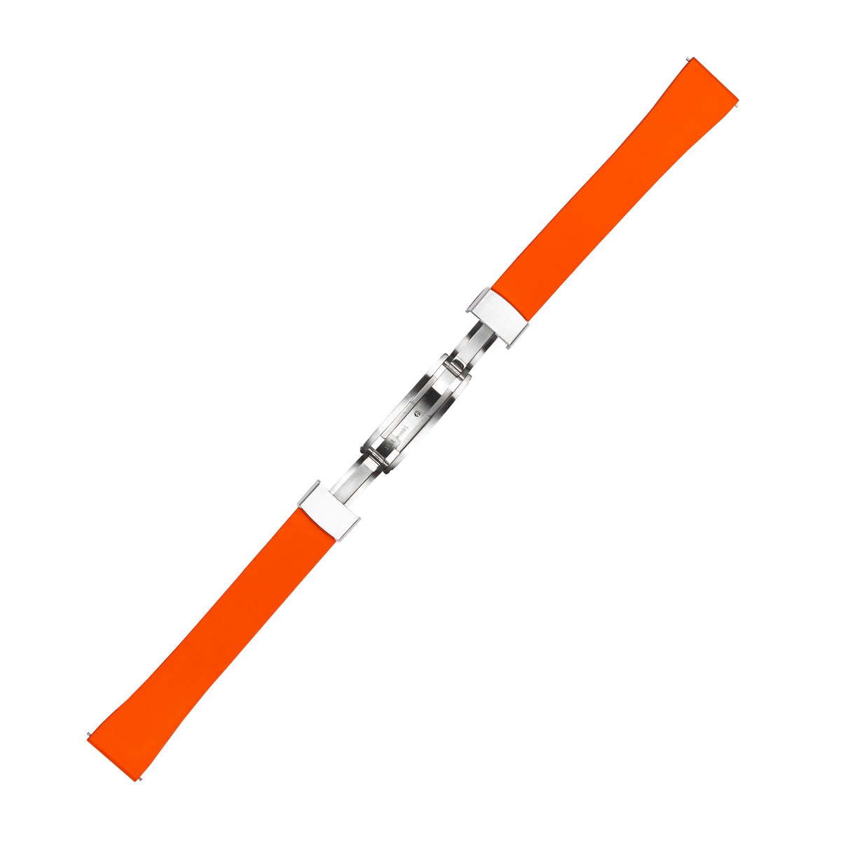 Orange FKM rubber watch band with stainless steel leaf-spring deployant clasp, cut to size for Galaxy Watch 8 and Ultra models