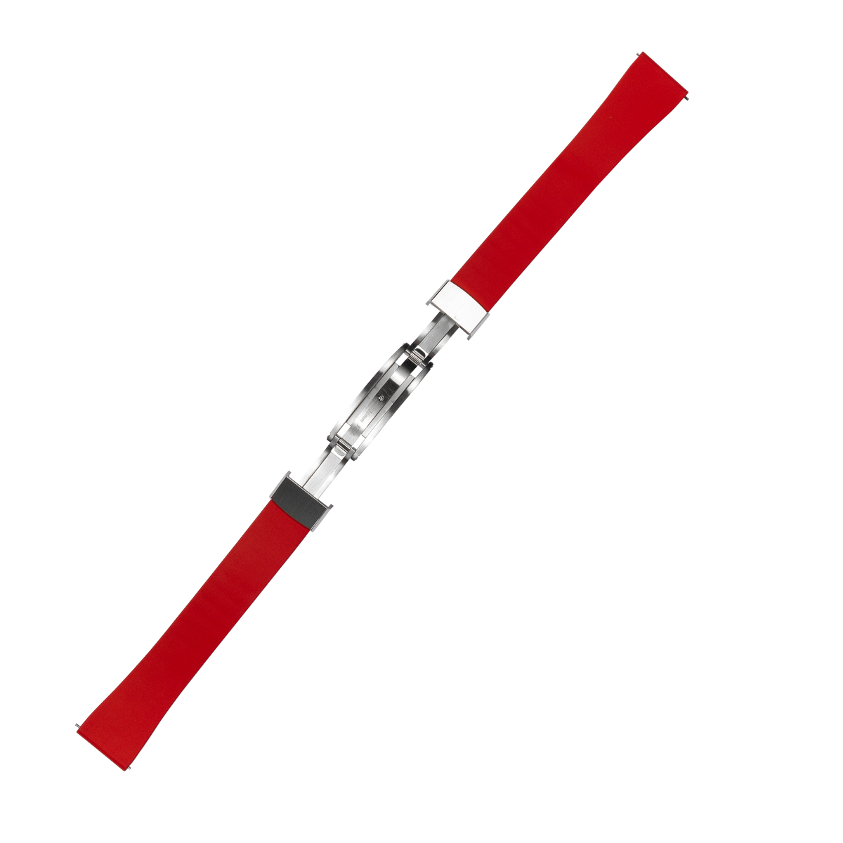 Red FKM rubber watch band with stainless steel leaf-spring deployant clasp, cut-to-size strap for Galaxy Watch 8 and Ultra models