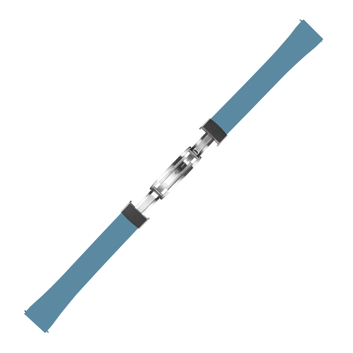 Blue FKM rubber watch band with stainless steel leaf-spring deployant clasp, cut to size for Galaxy Watch 8 and Ultra models