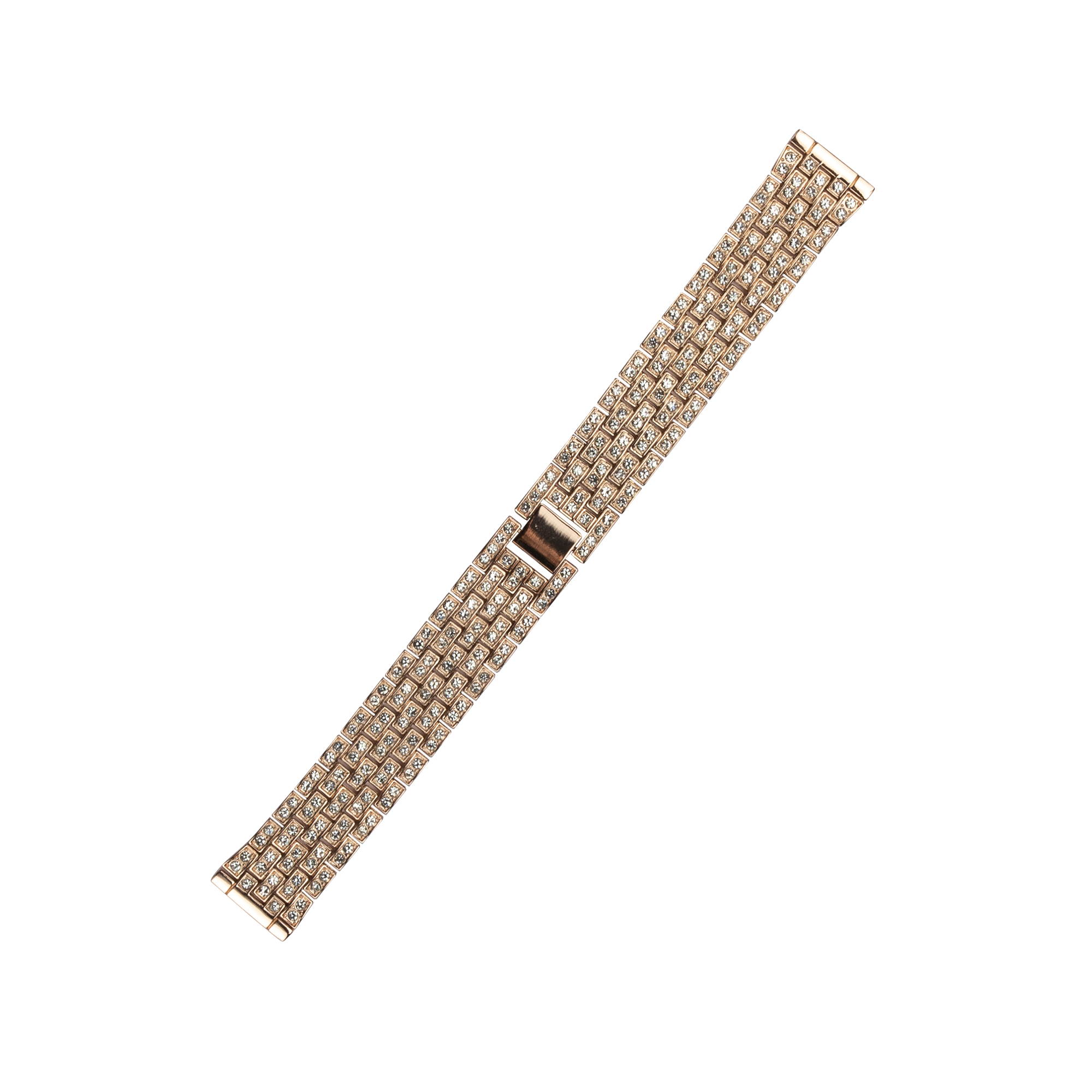 Rose gold crystal pave quick release bracelet with geometric square links and adjustable clasp
