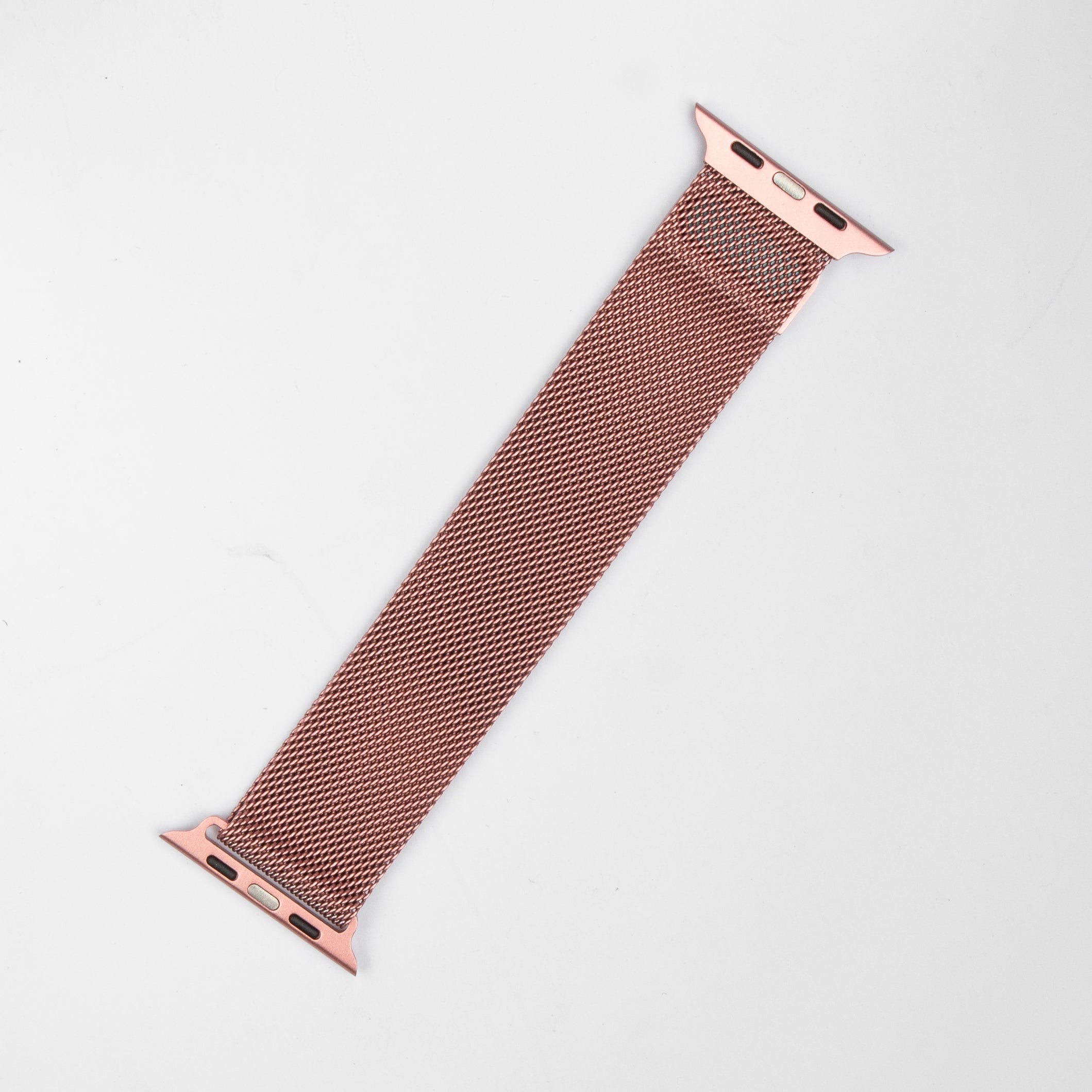 Rose pink Milanese Loop stainless steel mesh smartwatch band with magnetic closure for Apple Watch