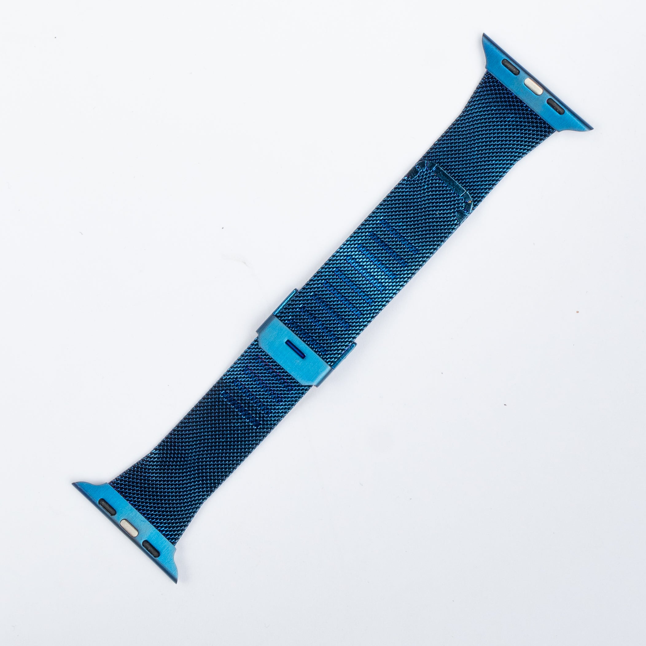 Blue Milanese mesh smartwatch band with magnetic clasp for Apple Watch