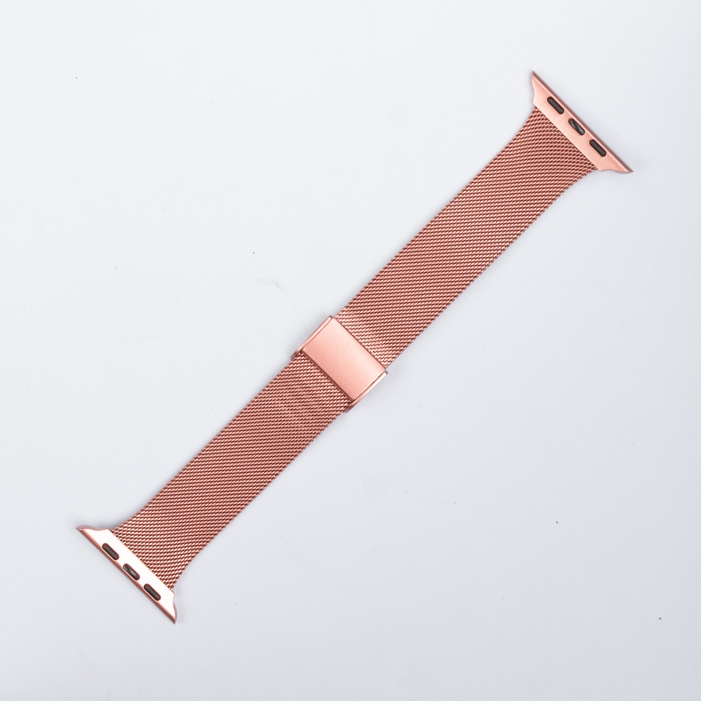 Rose gold Milanese mesh Apple Watch band with magnetic clasp connector