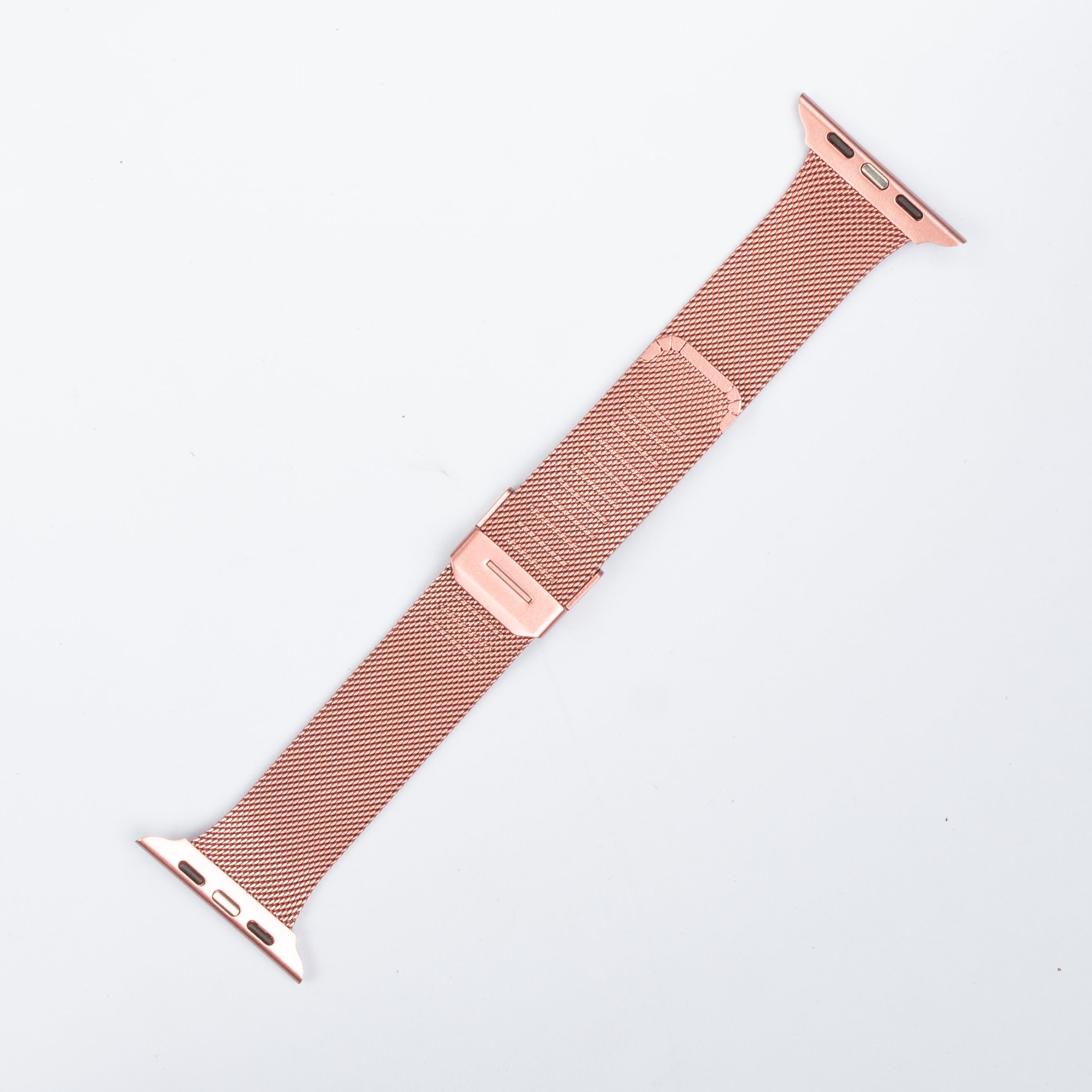 Rose pink stainless steel Milanese mesh Apple Watch band with magnetic clasp connector
