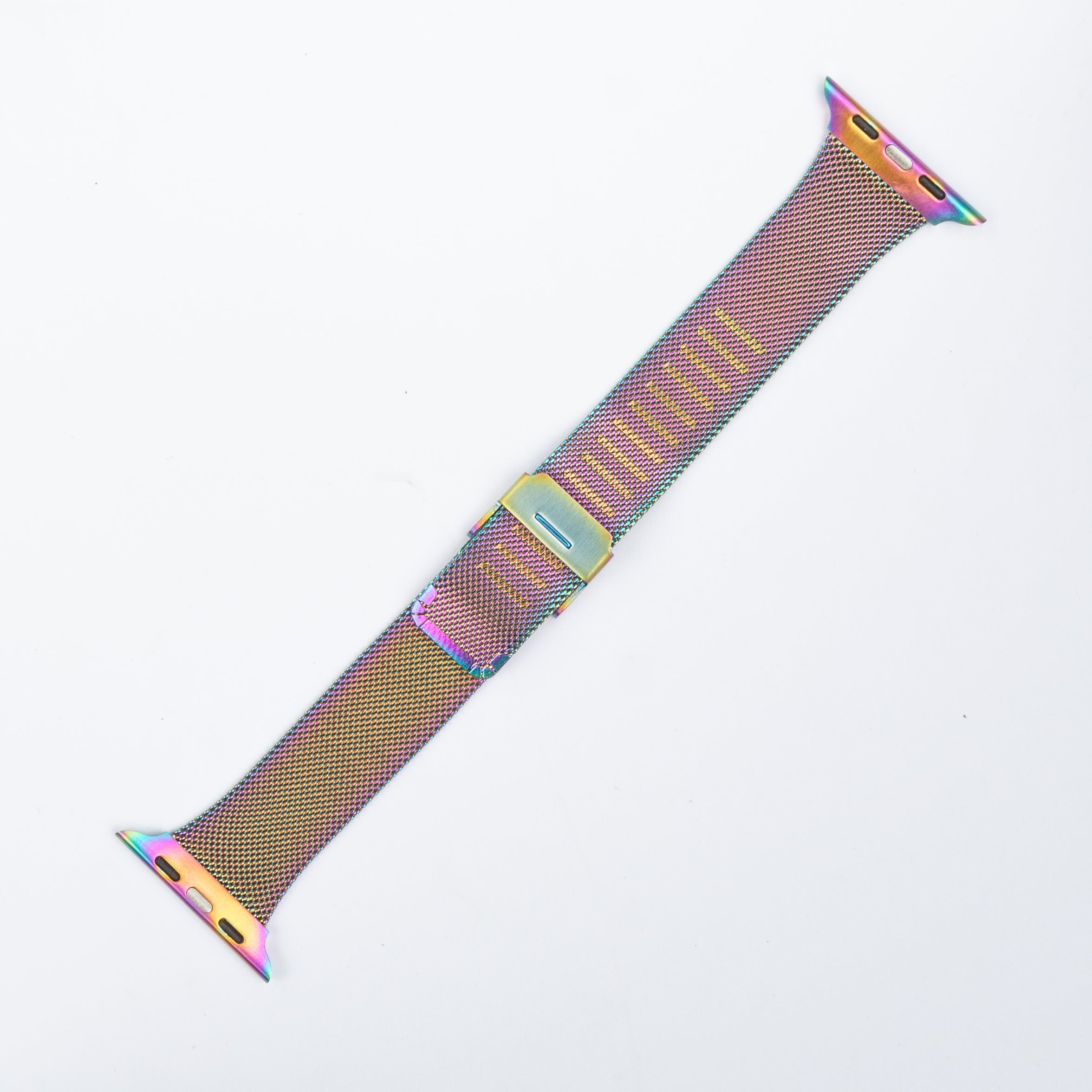 Rainbow iridescent Milanese loop smartwatch band with magnetic clasp for Apple Watch