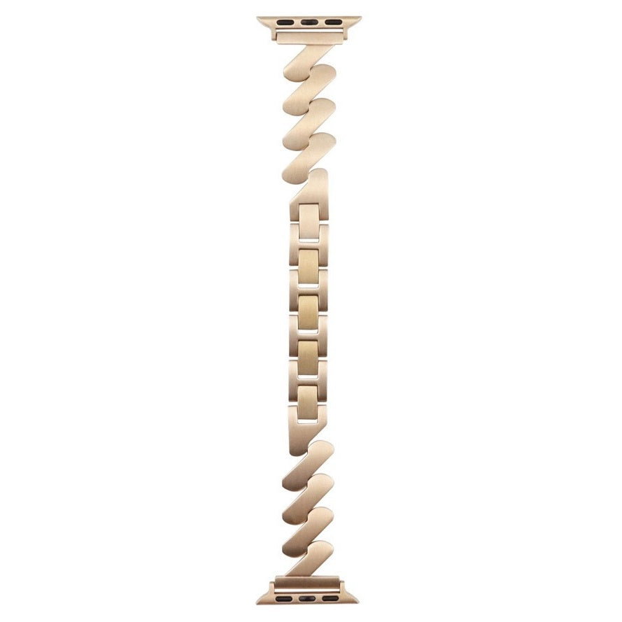 Rose gold jagged link bracelet for Apple Watch with geometric scalloped design and metal connector bands