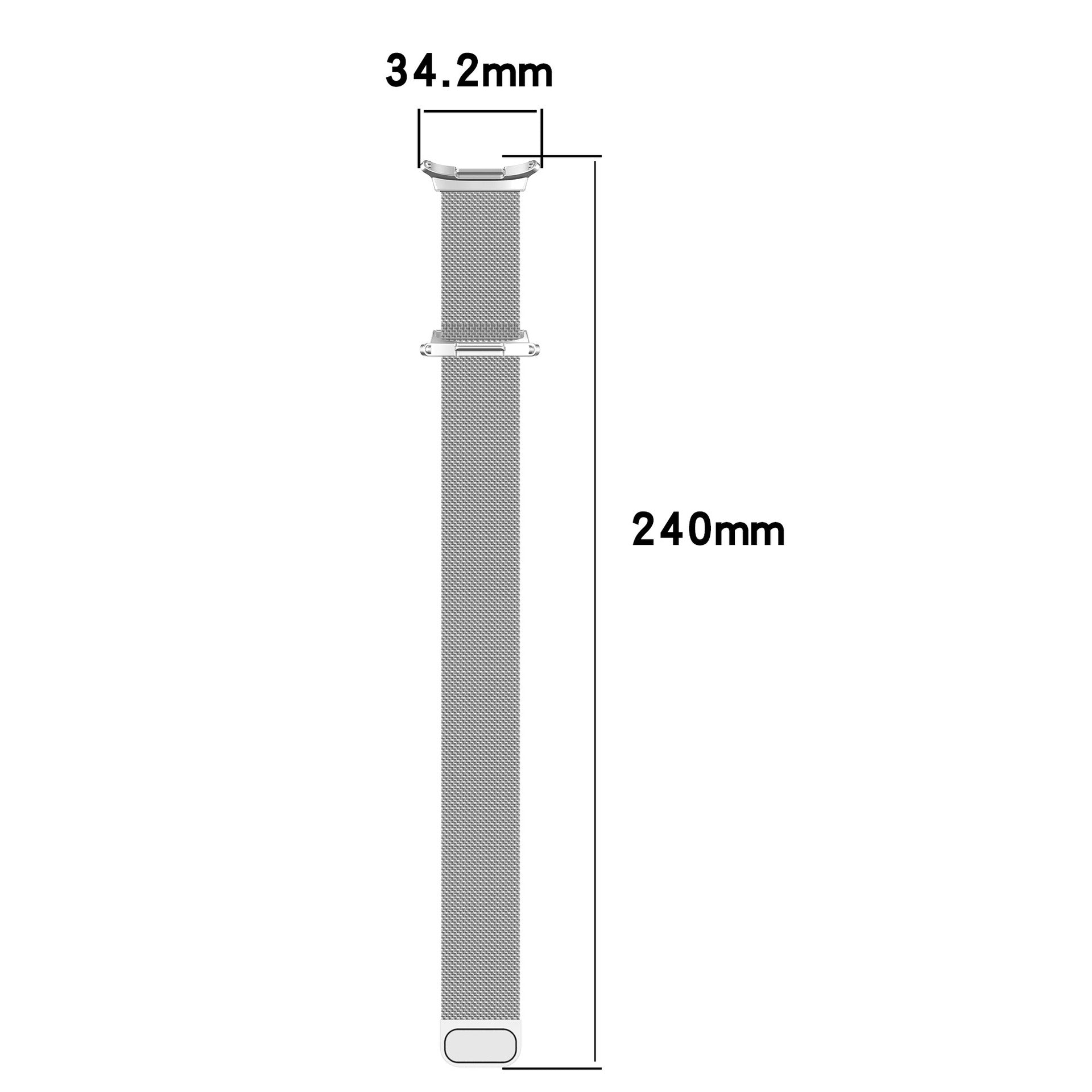 Galaxy Watch Ultra 34.2mm Milanese mesh band strap 240mm length silver stainless steel