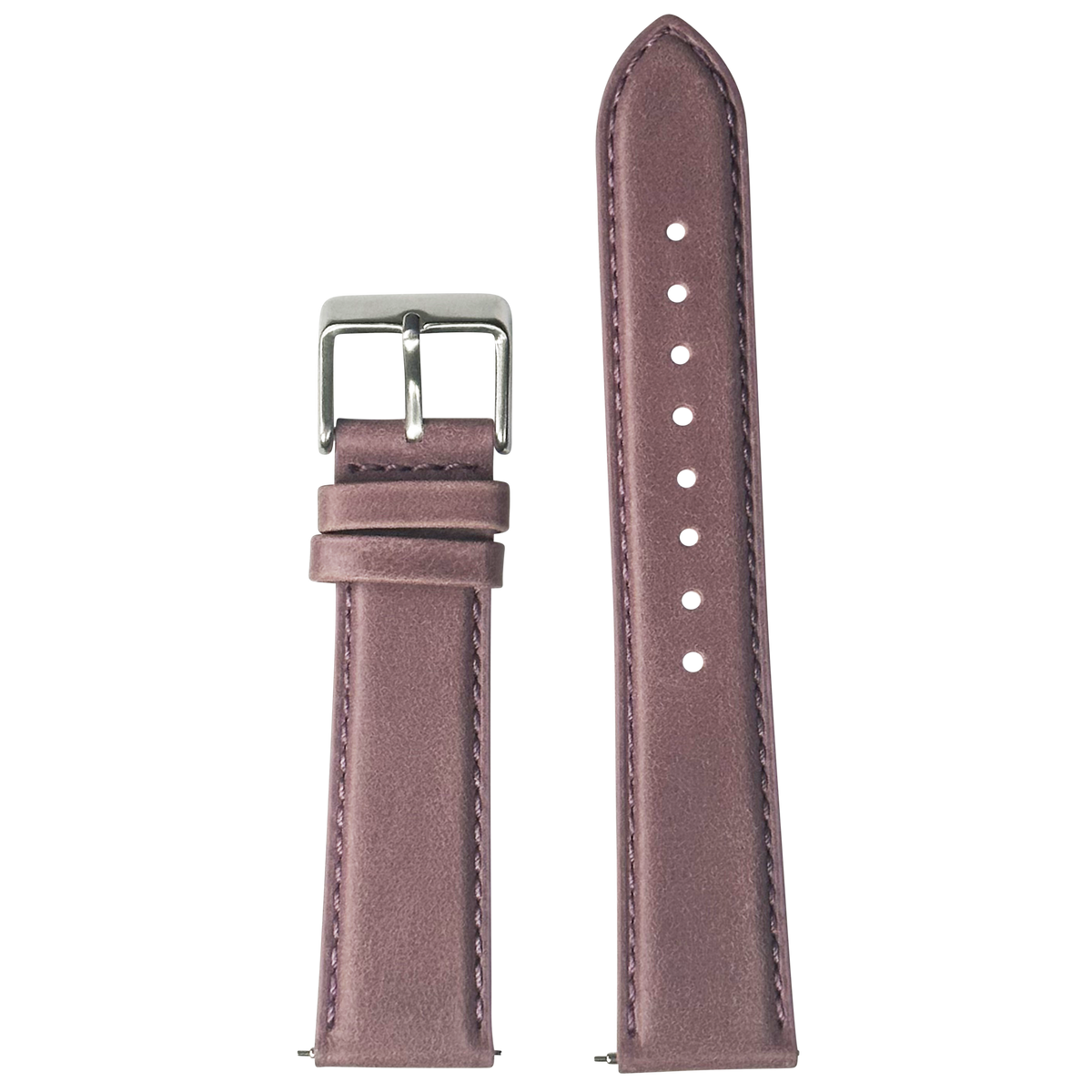 Mauve padded leather watch strap with silver buckle for Fitbit Versa 3, Versa 4, Sense 1 and Sense 2