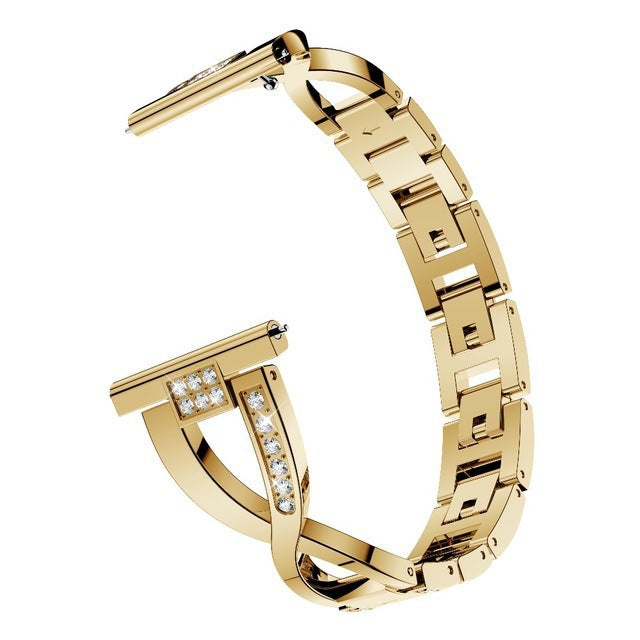 Gold stainless steel bracelet with cubic zirconia crystals for Galaxy Watch 8 and Ultra smartwatch bands