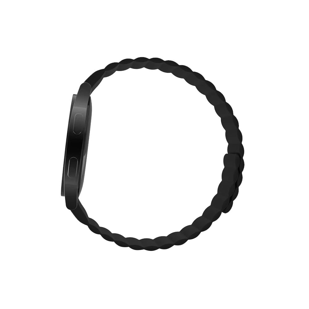 Black twisted silicone watch band with magnetic closure for Galaxy Watch and Vivomove HR smartwatches