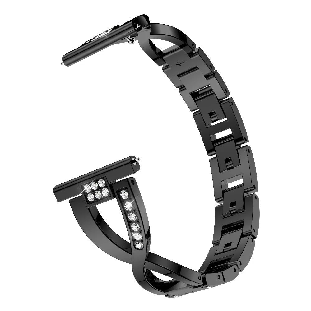 Black stainless steel Helix bracelet for Galaxy Watch 8 Ultra with diamond accents and adjustable links