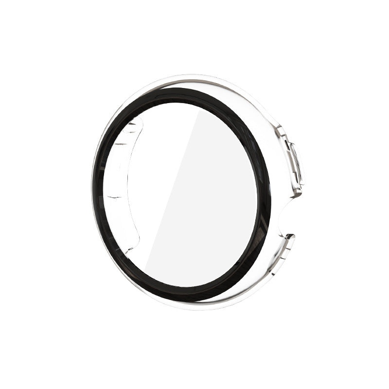 Clear protective phone case with black inner ring and silver metal accents for Google Pixel smartphone