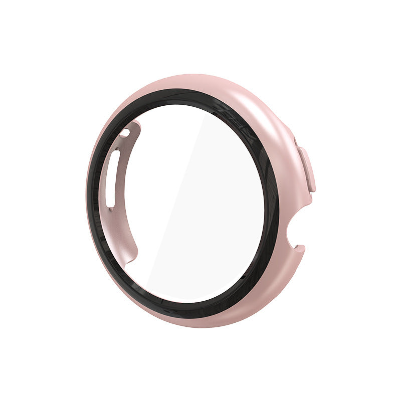 Rose gold protective case for Google Pixel Watch with black inner rim and cushioned design