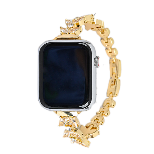 Gold plated quick release smartwatch bracelet with crystal charm accents and chain link design