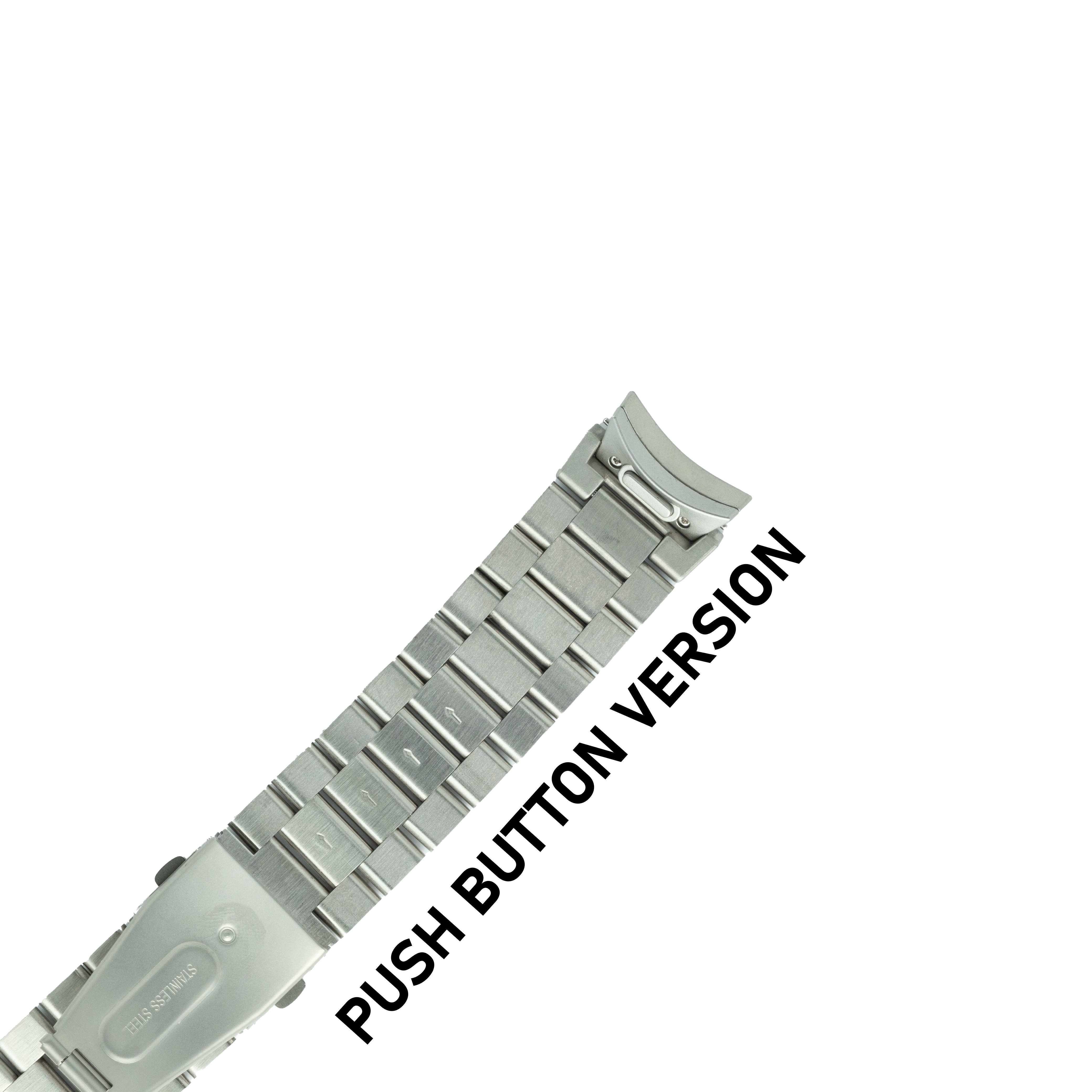 Silver stainless steel bracelet with push button deployment clasp for Galaxy Watch 4 through 7