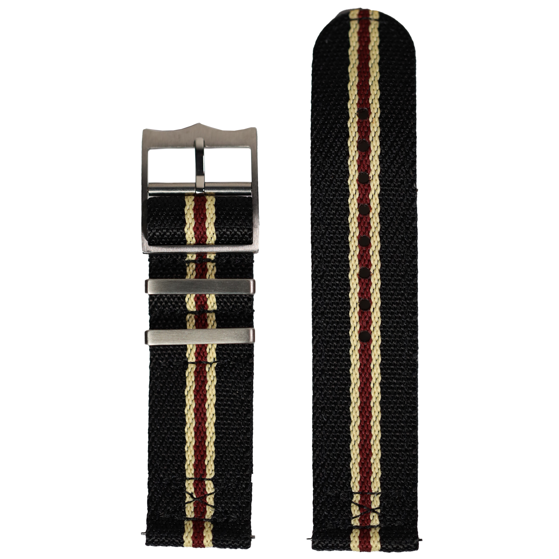 Black beige maroon cross NATO watch strap