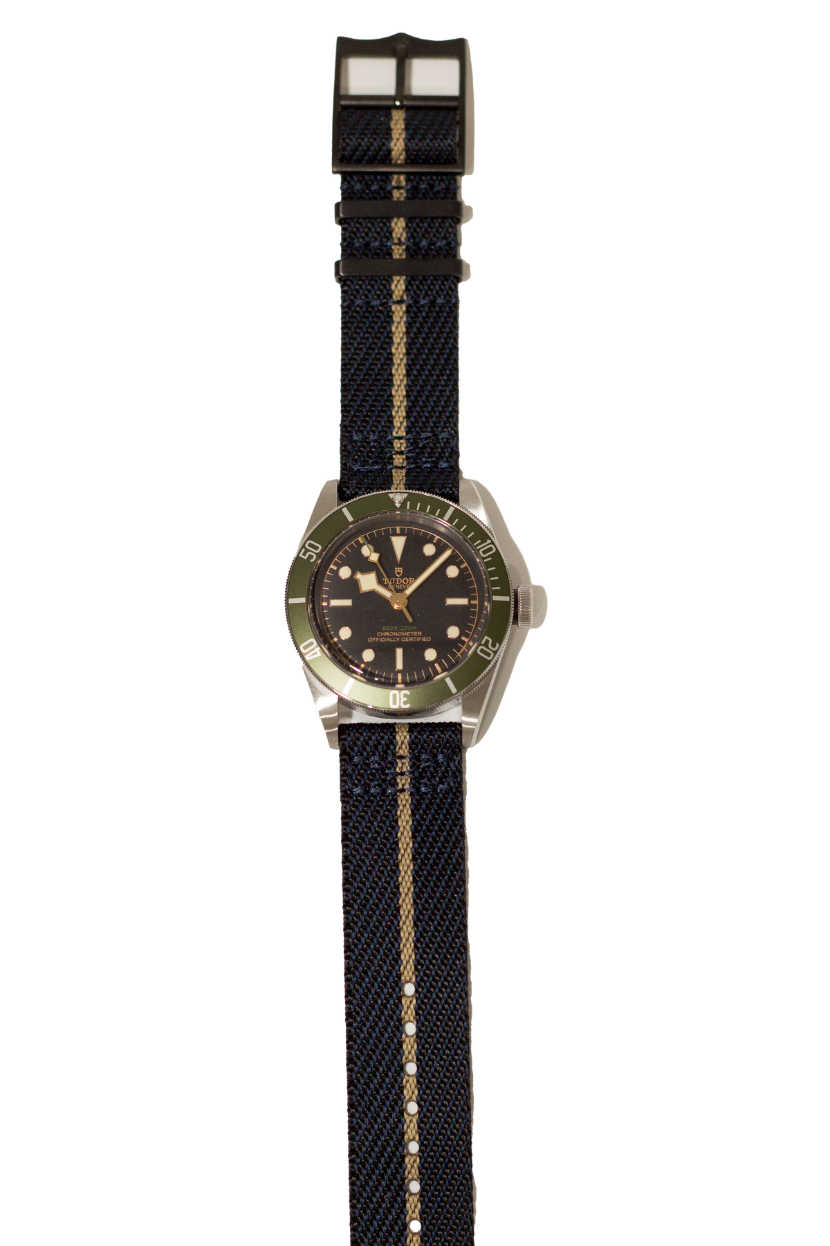 Stealth night blue wheat black hardware cross NATO strap detail