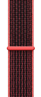 Red and black woven sports loop watch band with velcro closure and quick release connector