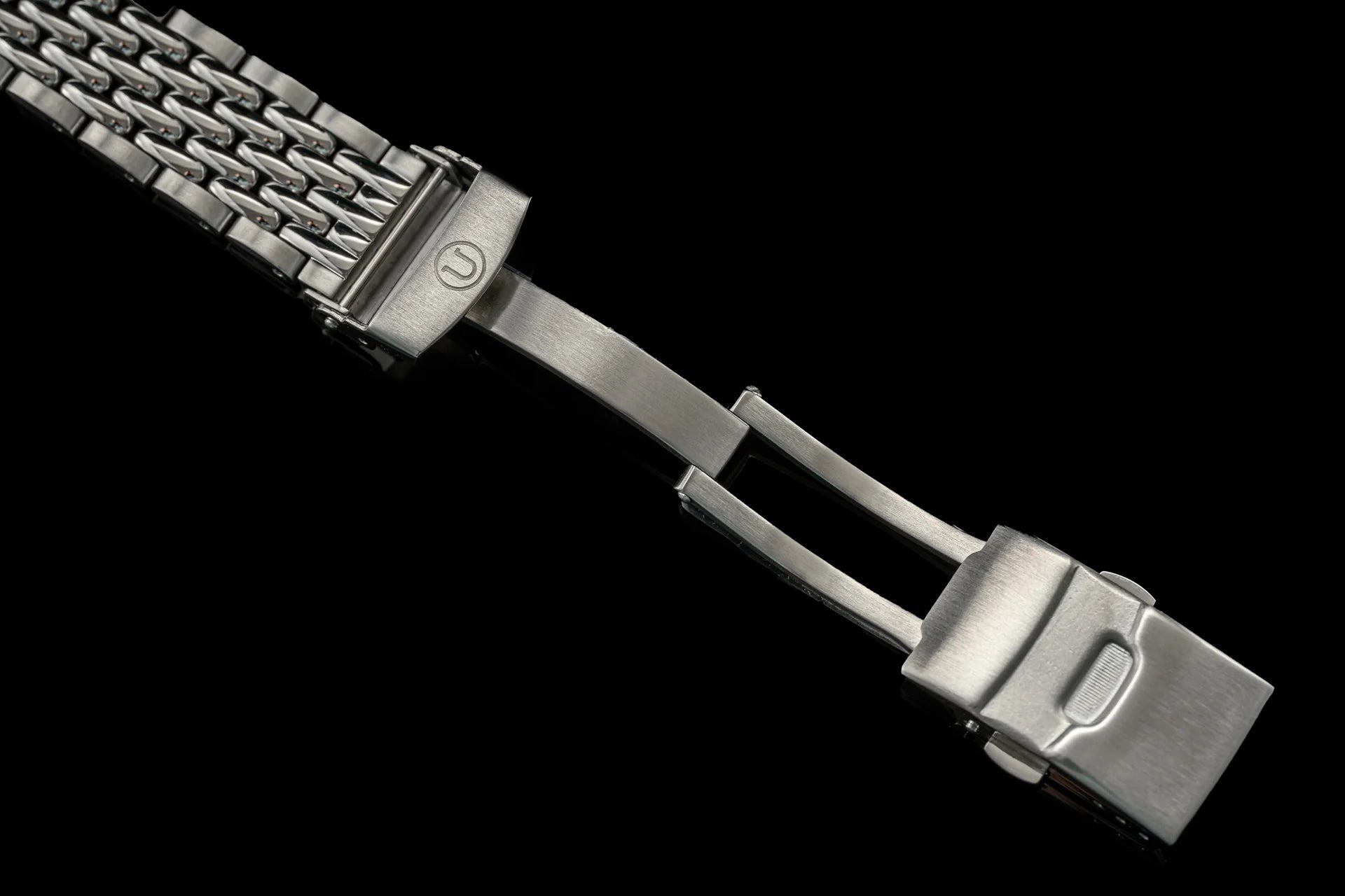 Stainless steel beads of rice bracelet for Seiko SPB45x watch with secure clasp and brushed finish