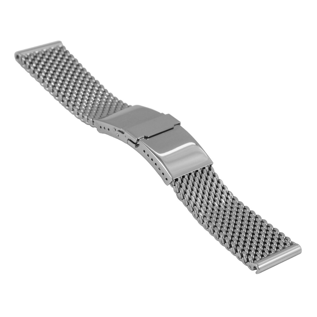 Staib 22mm silver Milanese mesh watch strap with stainless steel clasp