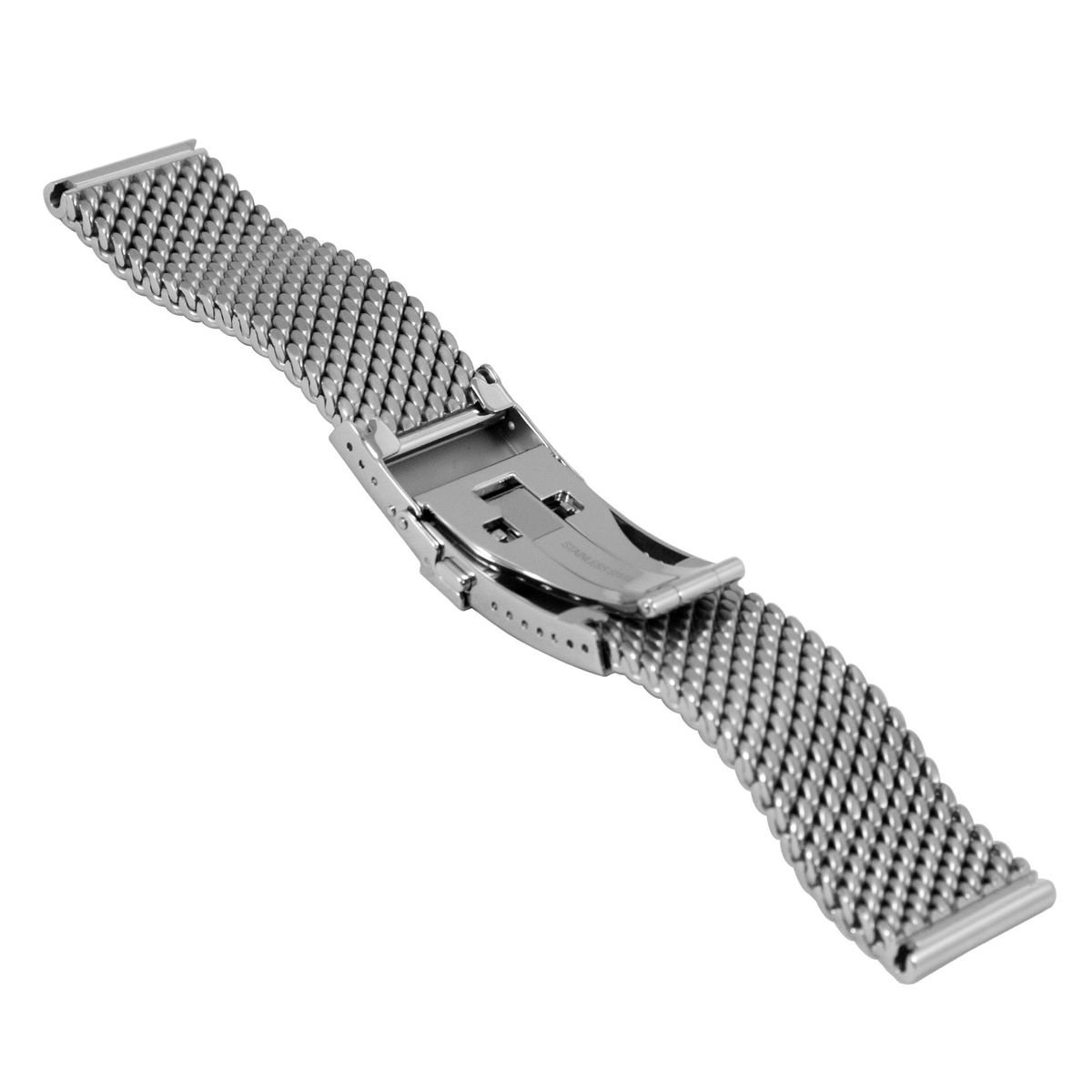 Staib 22mm silver Milanese mesh watch strap with adjustable buckle closure
