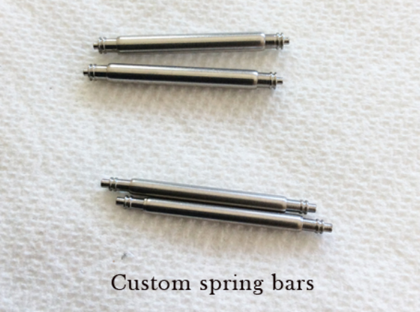 Custom spring bars for watch band replacement, stainless steel with threaded ends