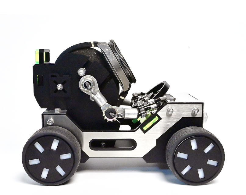 RoboToys Watch Stand Offroader robot vehicle with black dome head and white chassis on large black tires