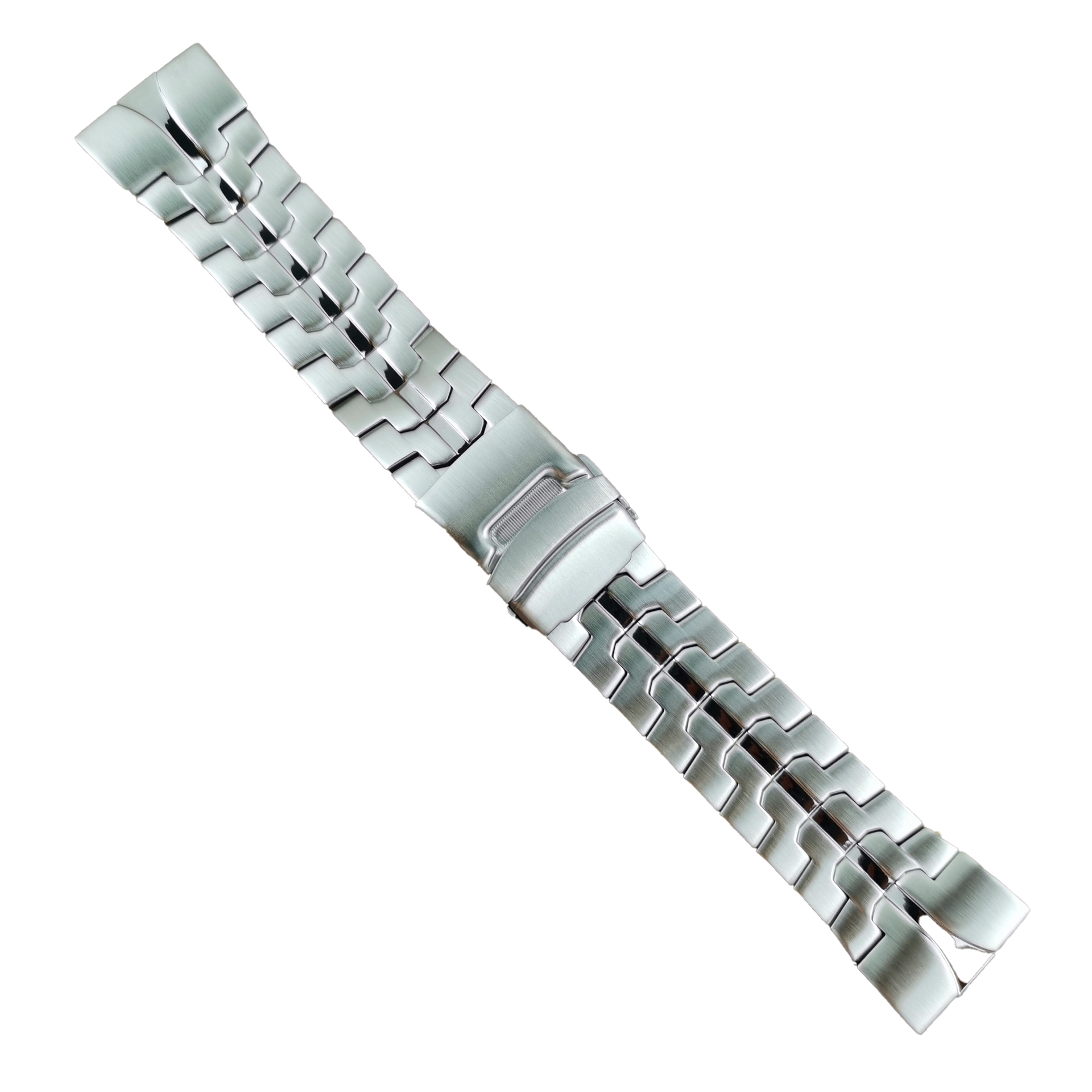 Stainless steel QuickFit armour bracelet with segmented metal links and deployment clasp for watch bands