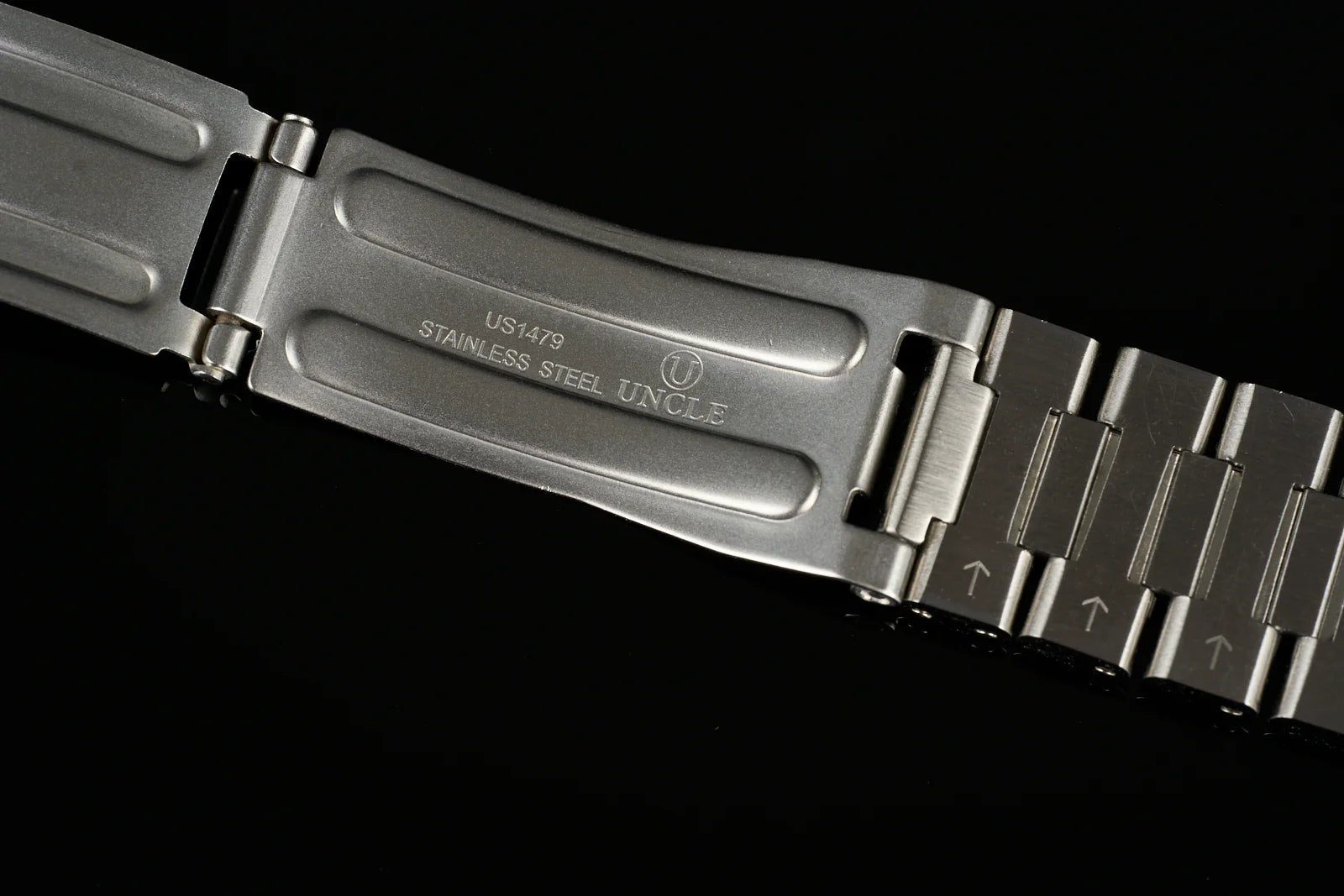 Stainless steel watch bracelet US1479 with polished links and integrated end links for Speedmaster compatibility