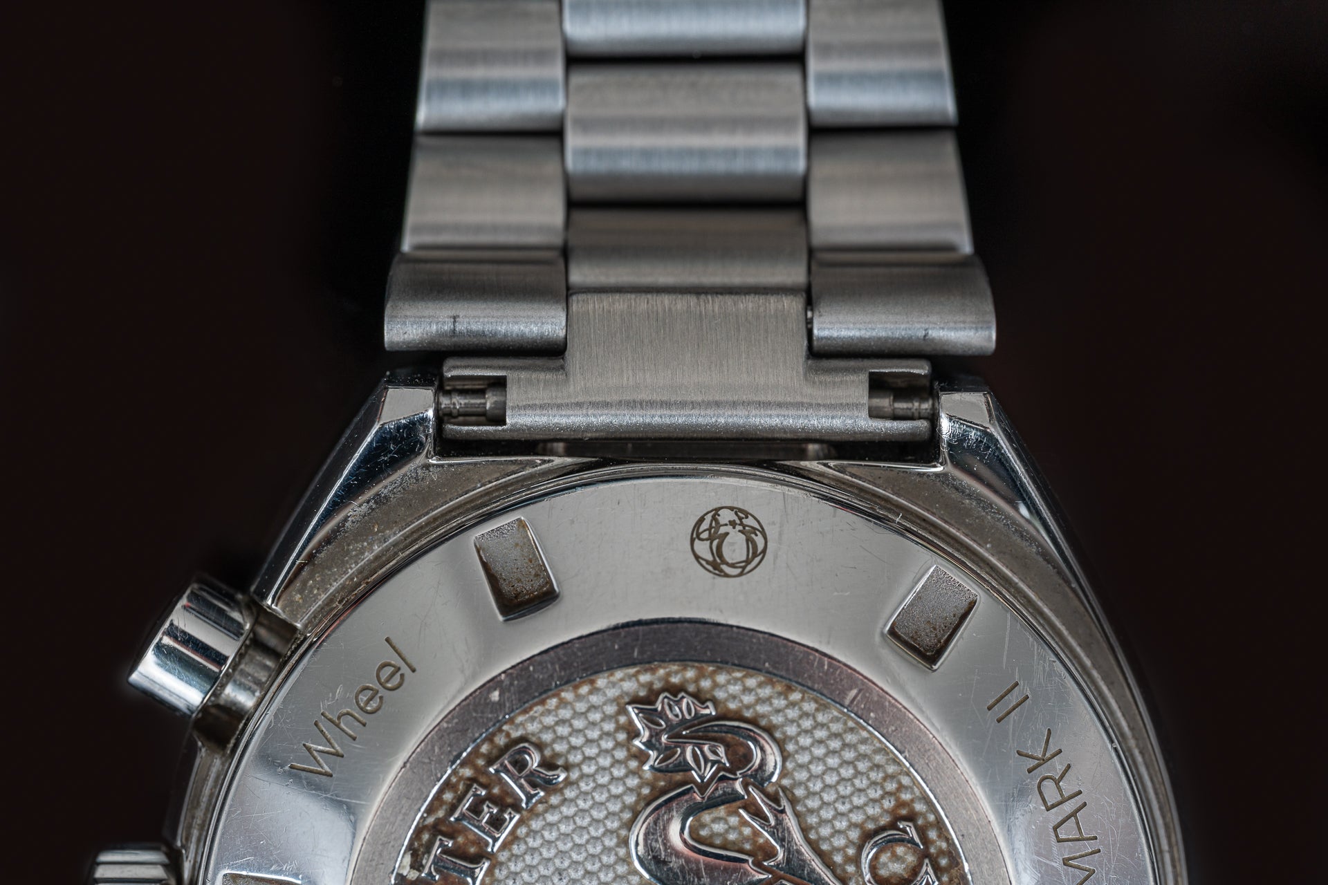 Stainless steel bracelet with polished and brushed links for Omega Speedmaster Mark II watch