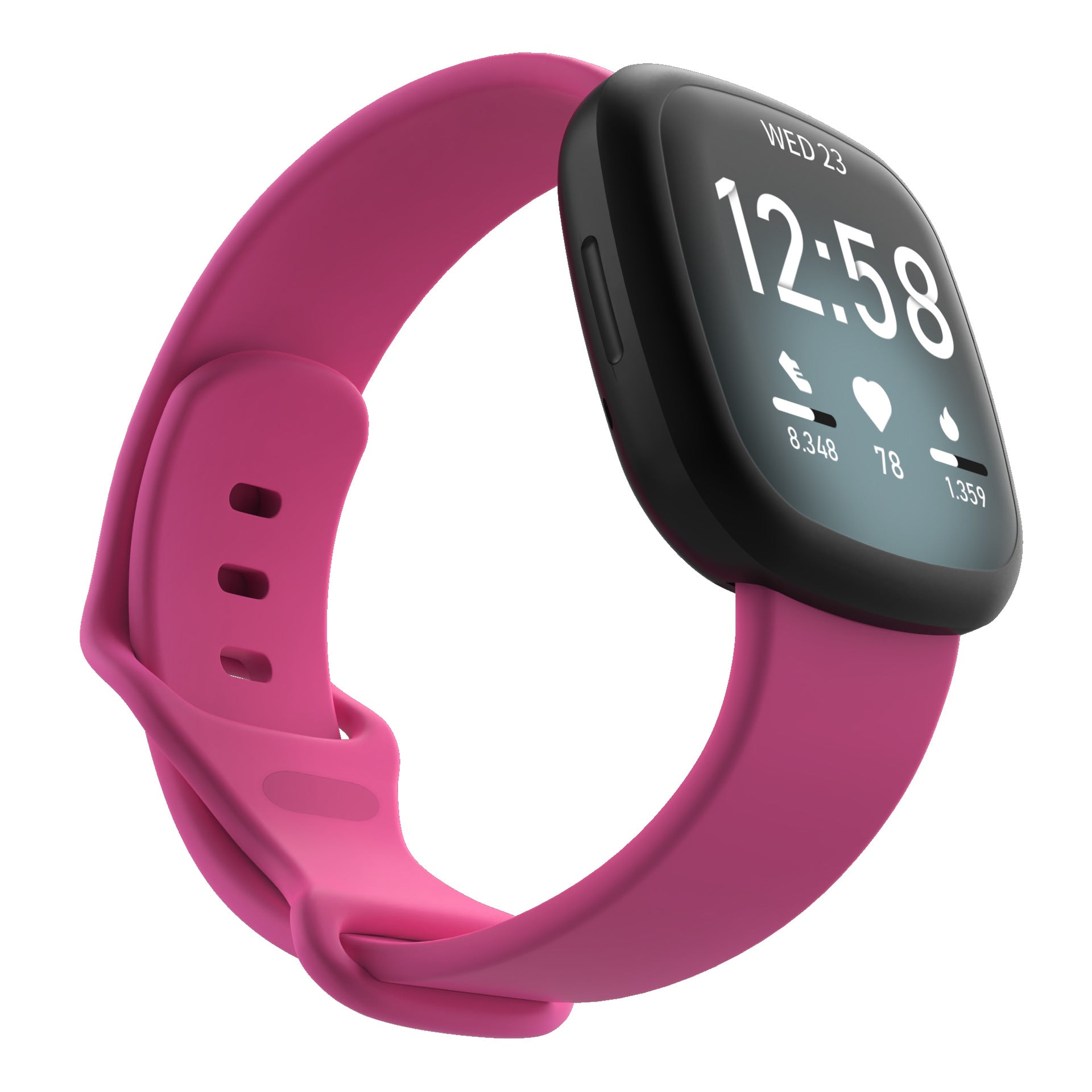 Pink silicone replacement band for Fitbit Versa 3, Versa 4, Sense 1 and Sense 2 smartwatches