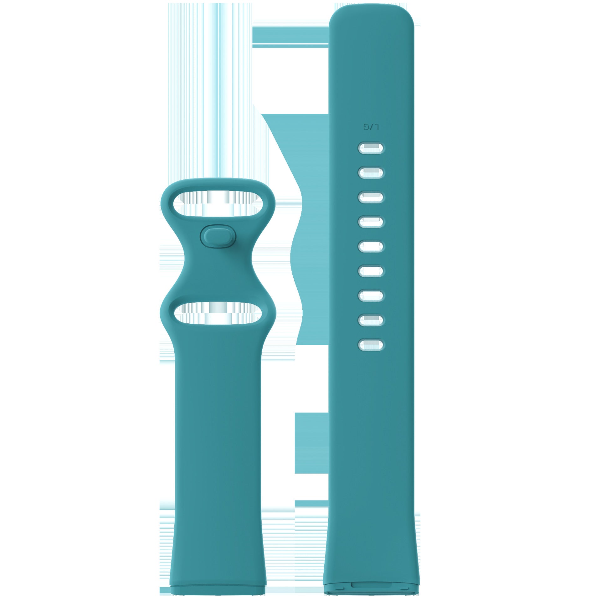 Teal silicone band and charging dock for Fitbit Versa 3, Versa 4, Sense 1 and Sense 2 smartwatches