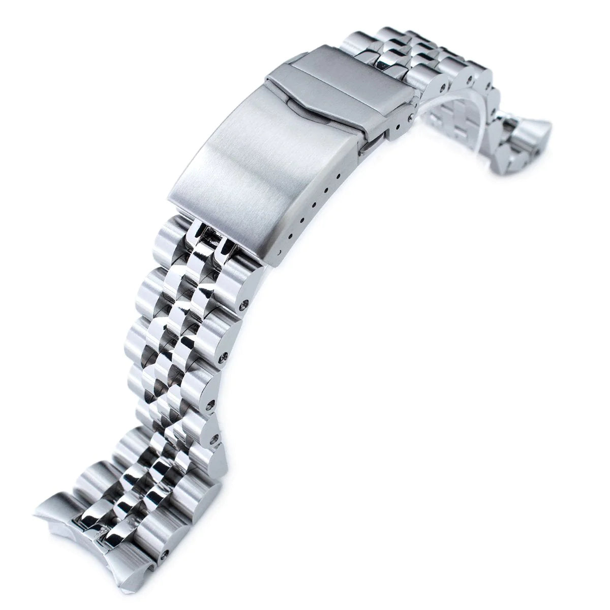 Stainless steel Angus-J Louis watch bracelet for Seiko 5 GMT SSK001 with solid links and fold-over clasp