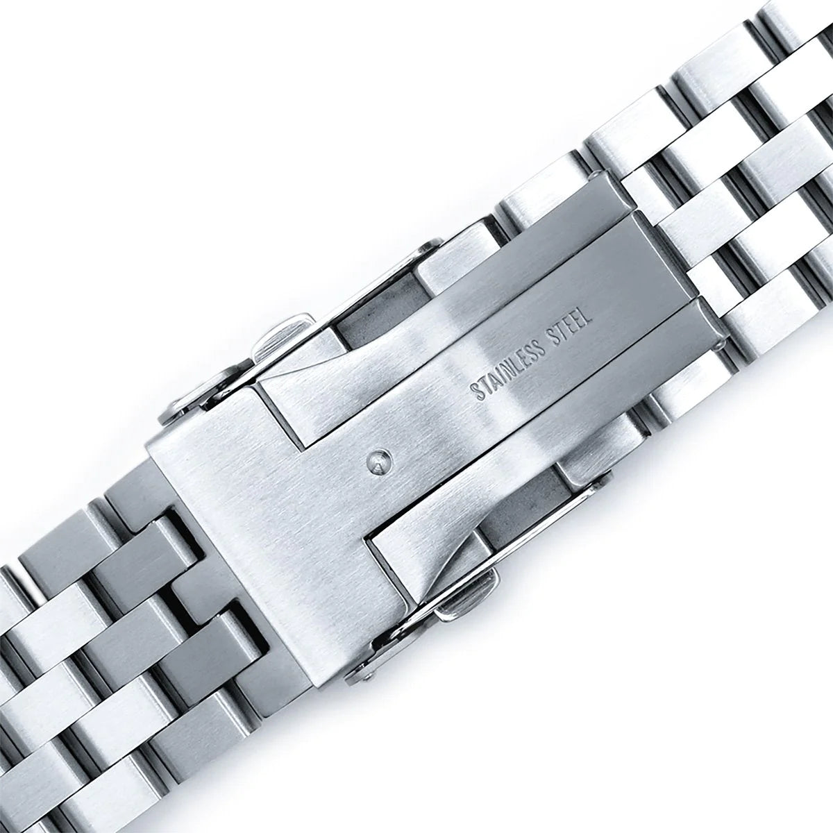 Stainless steel Super Engineer II watch bracelet with solid links and fold-over clasp for Seiko SKX007