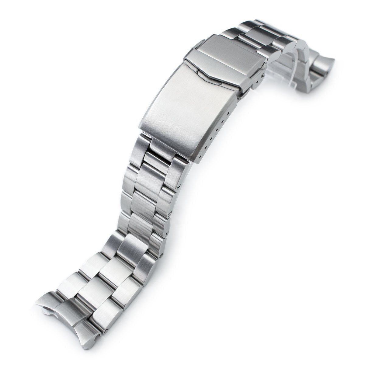 Stainless steel Super-O Boyer watch bracelet for Seiko SKX007 with solid metal links and deployment clasp