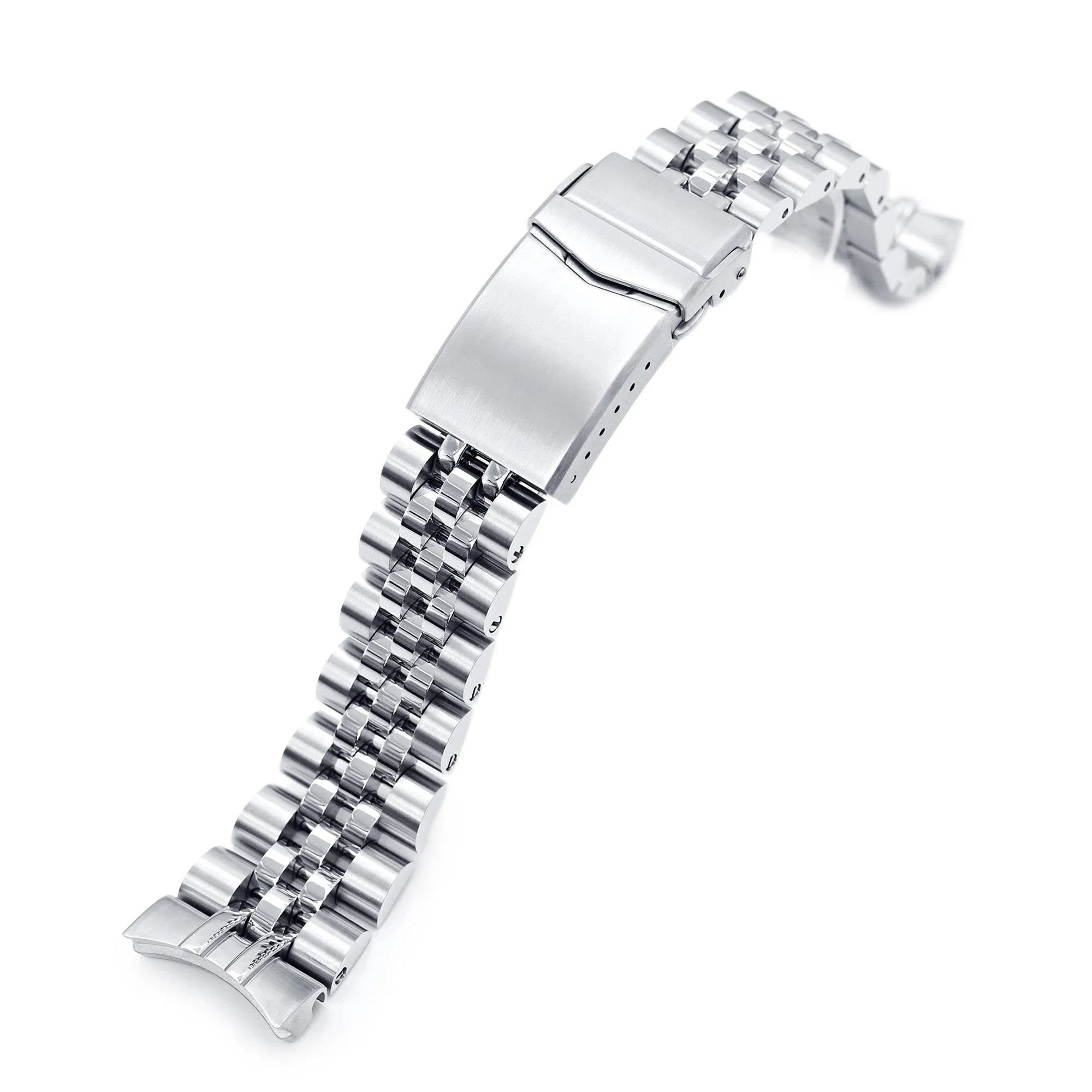 Stainless steel watch bracelet with solid links and deployment clasp for Orient Triton timepieces