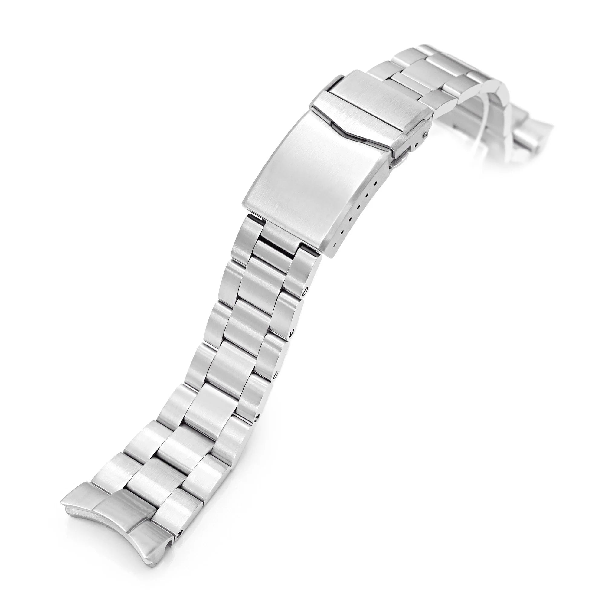 Stainless steel Super-O Boyer watch bracelet for Orient Triton with solid link construction and deployment clasp