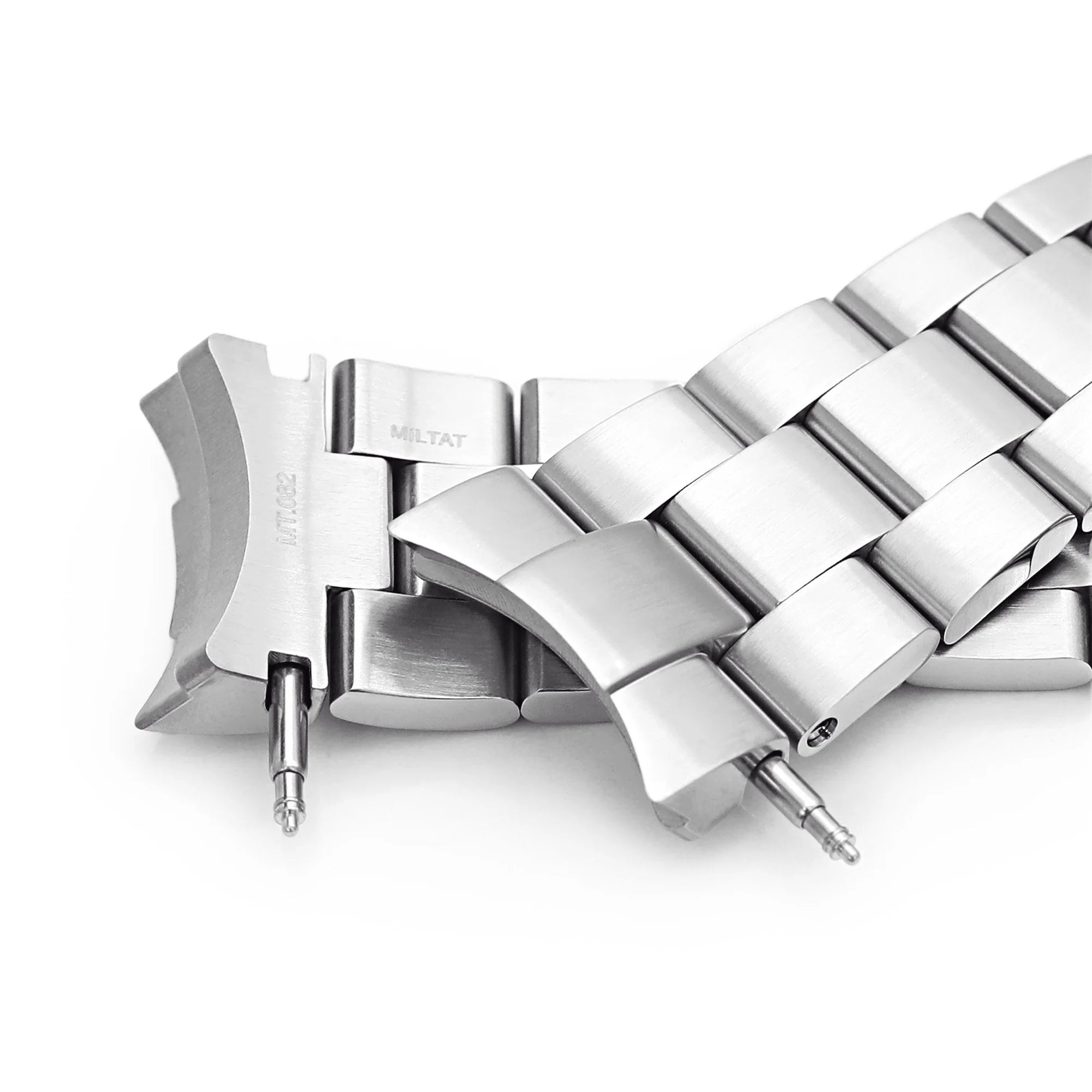 Stainless steel Super-O Boyer watch bracelet with solid links and secure clasp for Orient Triton timepieces