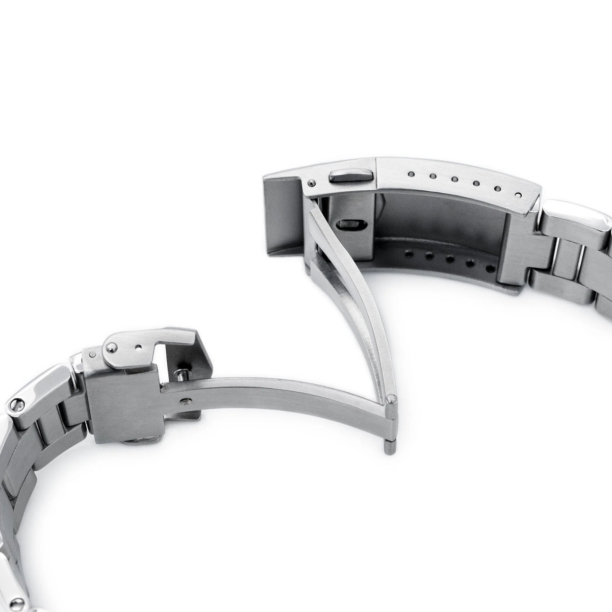Stainless steel Super-O Boyer bracelet for Orient Triton watch with solid links and secure clasp closure