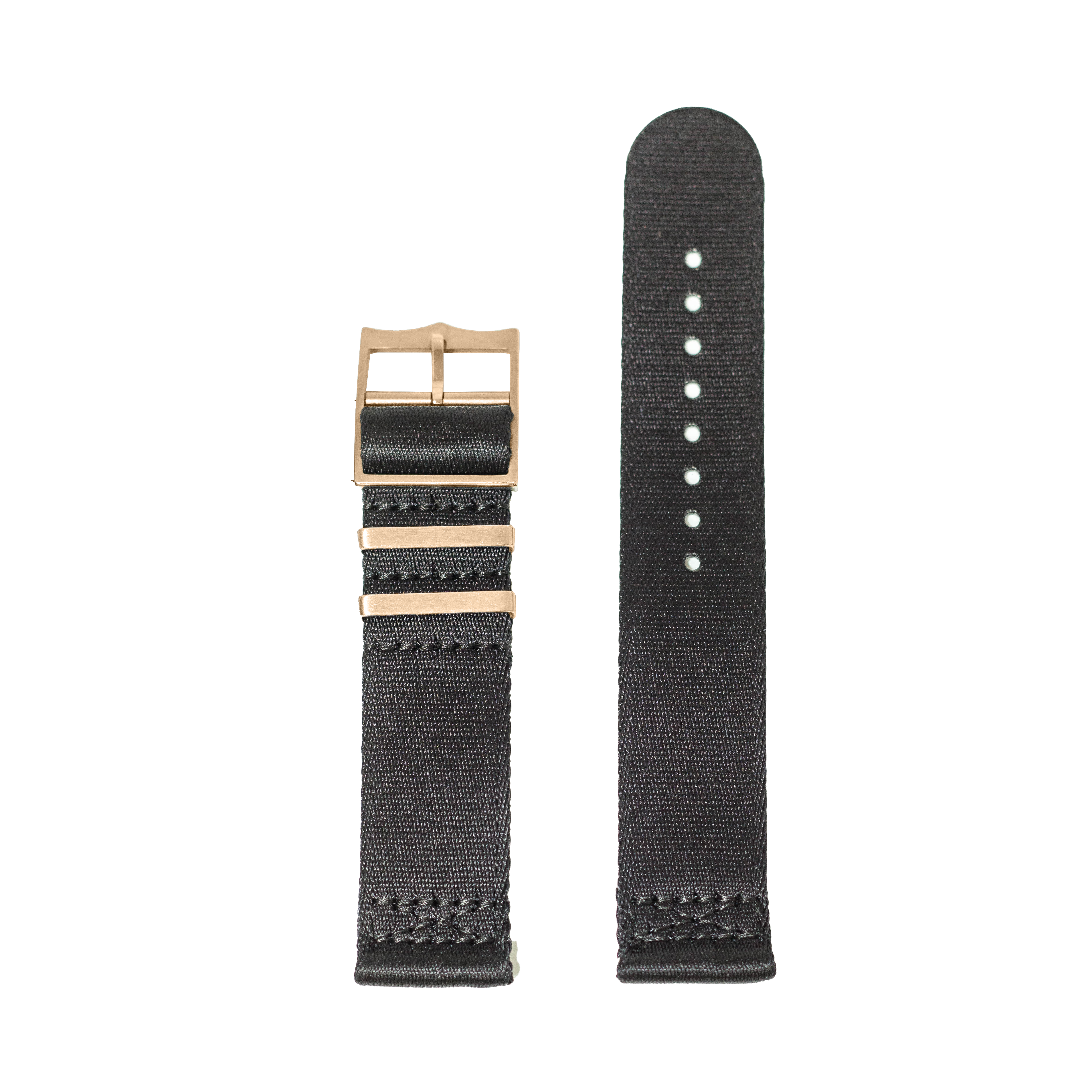 Ultra Militex Black Rose Gold Hardware quick release watch strap