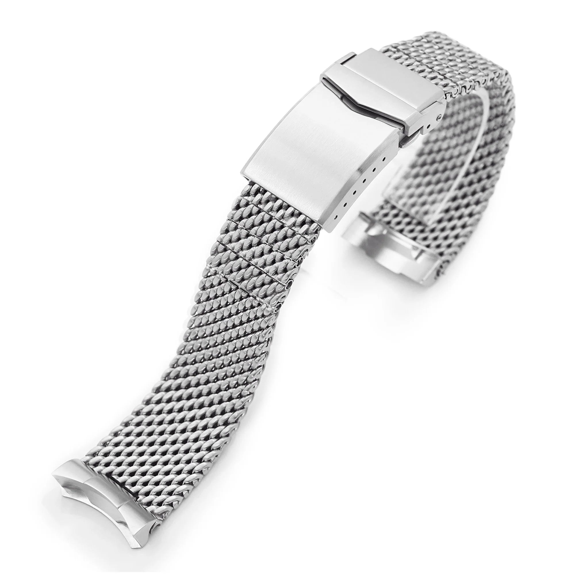 Strapcode Massy Mesh Bracelet stainless steel with polished buckle for Seiko SKX007 watch